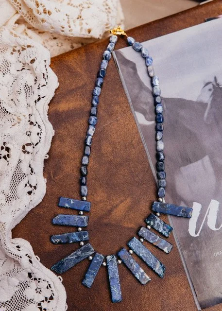 Blue beaded necklace