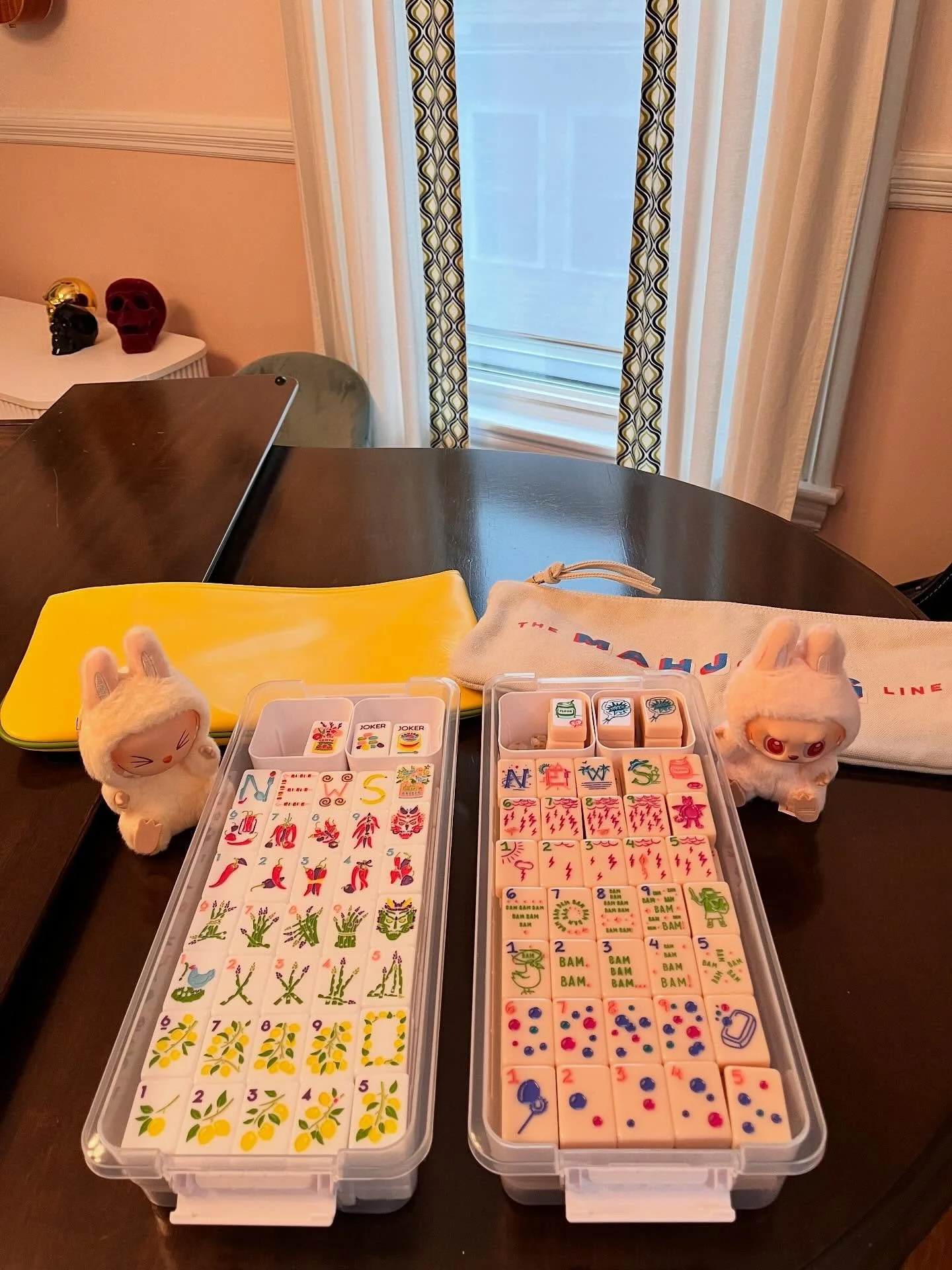 Spending this stormy Sunday preparing for this week&rsquo;s lessons. Which would you rather play on - Cheeky or Foodie?

#mahjong #mahjongg #mahjong🀄️ #mahjonginstructor #mahjongclass #beginnermahjong #bostonmahjong #mahjongboston #mahjbos #bostonma