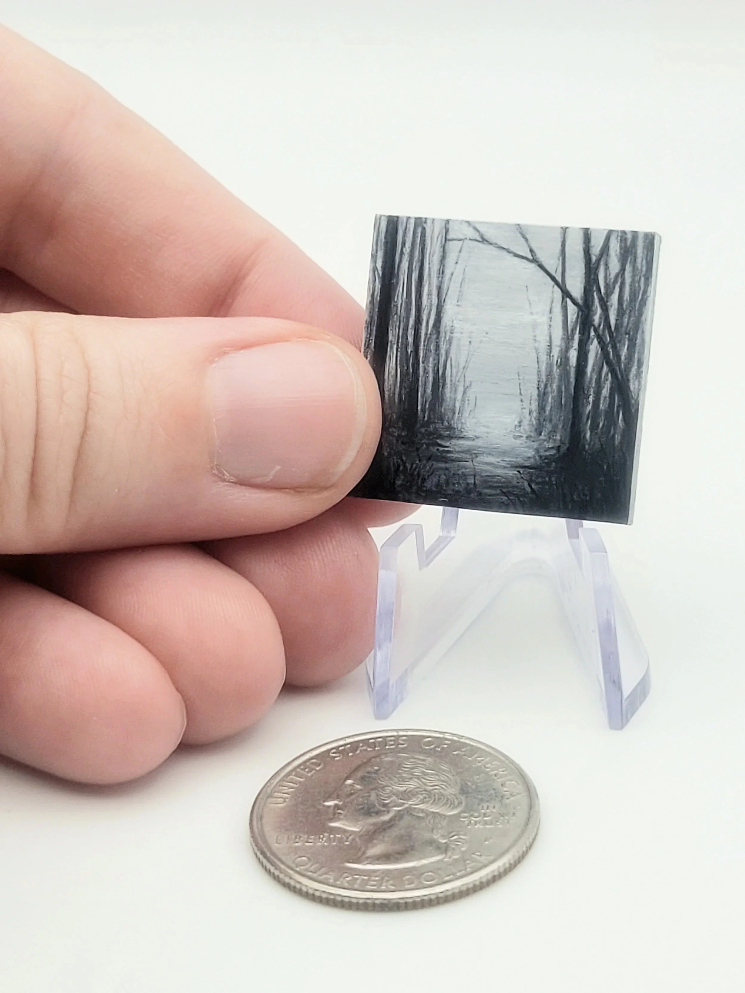 Grayscale Micro Landscape Painting for sale