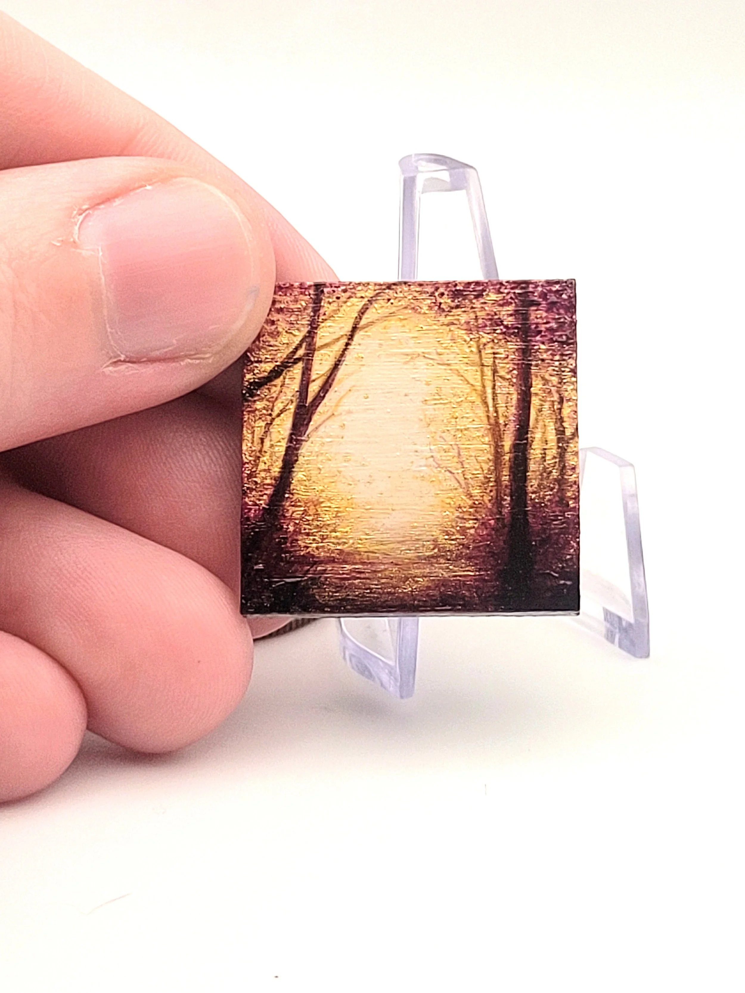 Micro Landscape Painting #20 Metallic miniature for sale