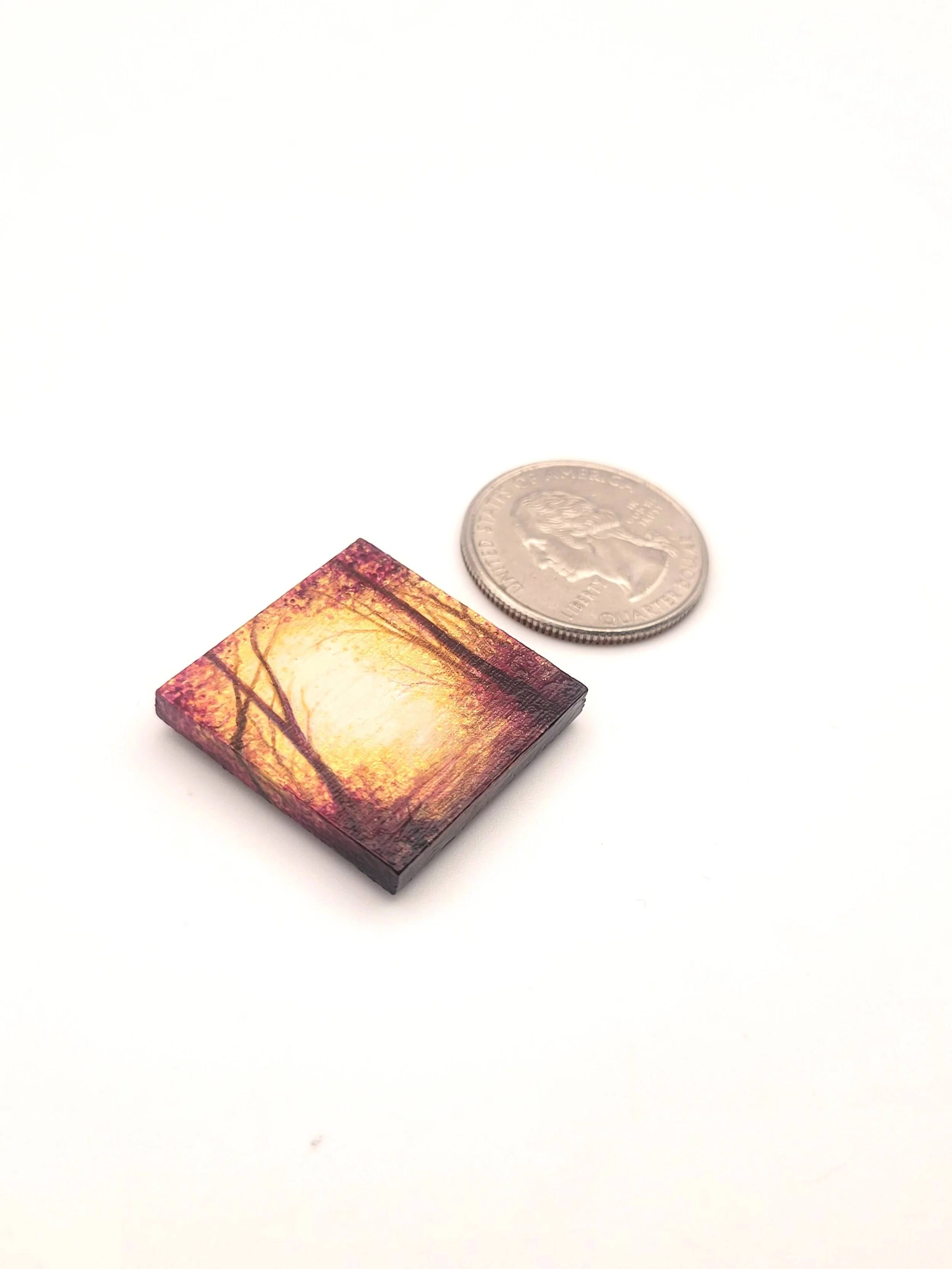 Micro Landscape Painting #20 Metallic miniature for sale