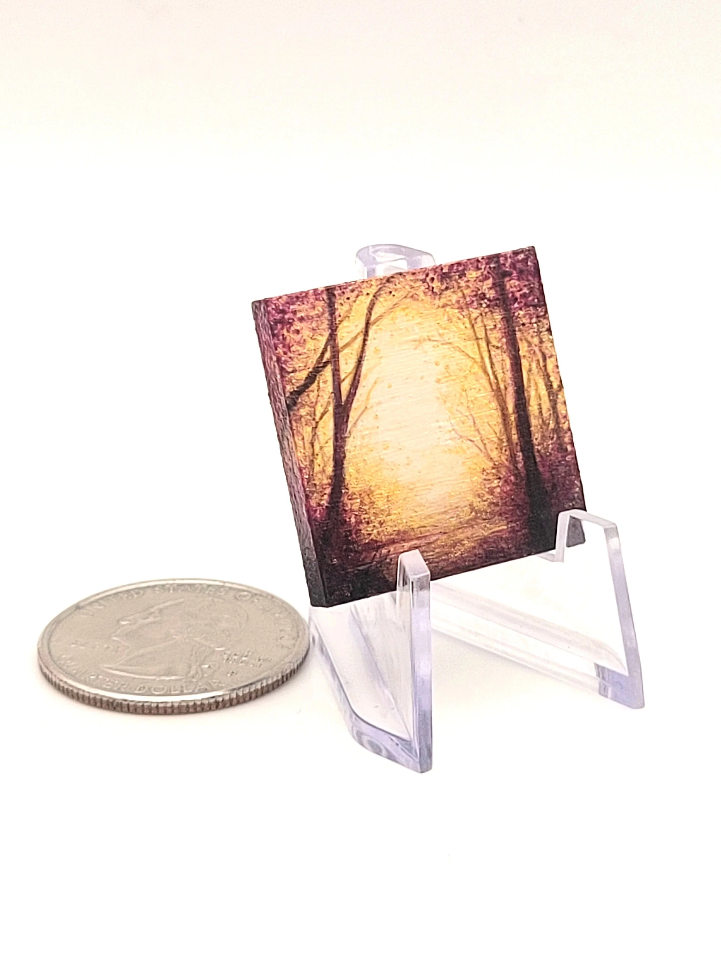 Micro Landscape Painting #20 Metallic miniature for sale