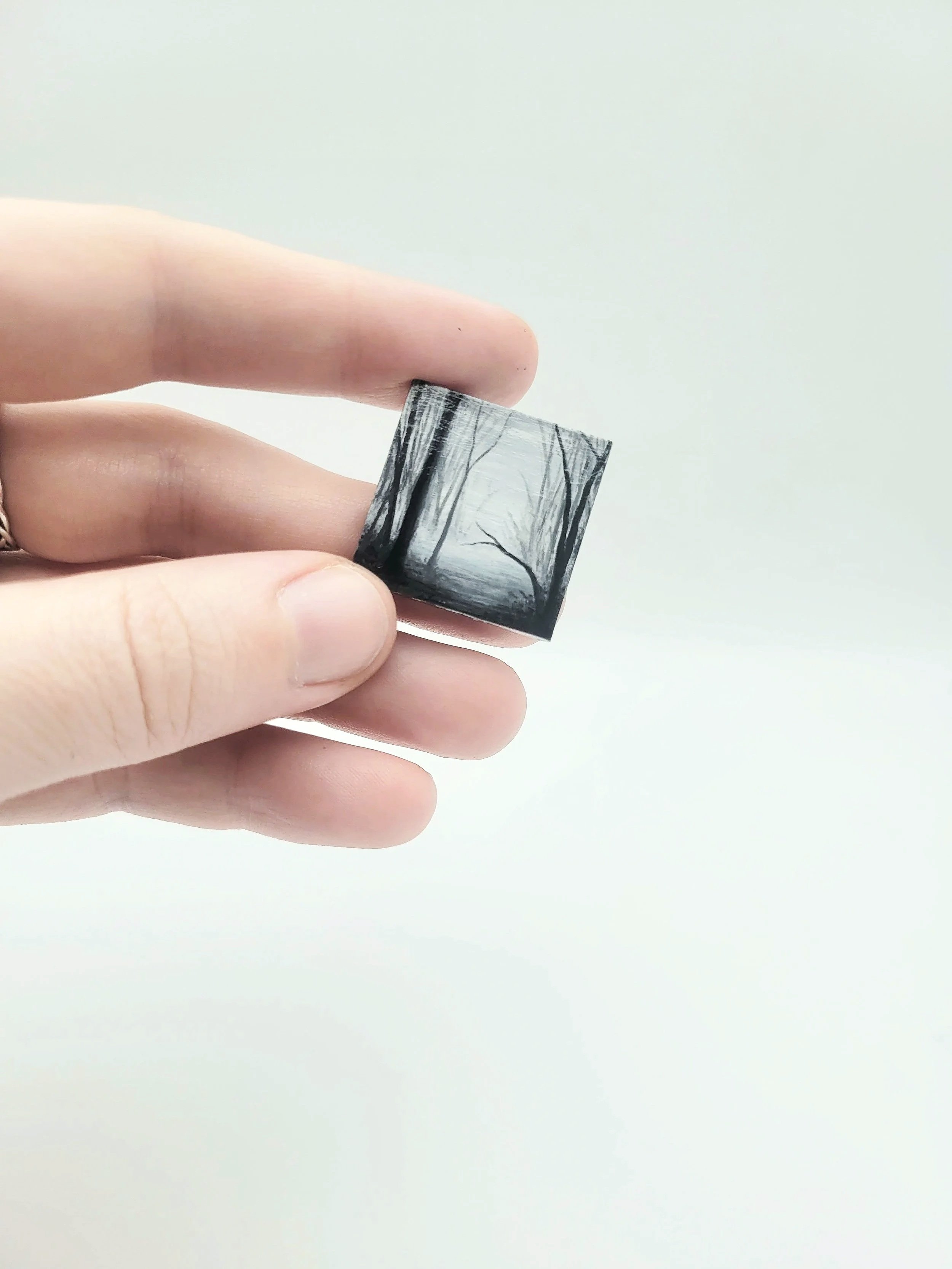 Grayscale Micro Landscape Painting for sale