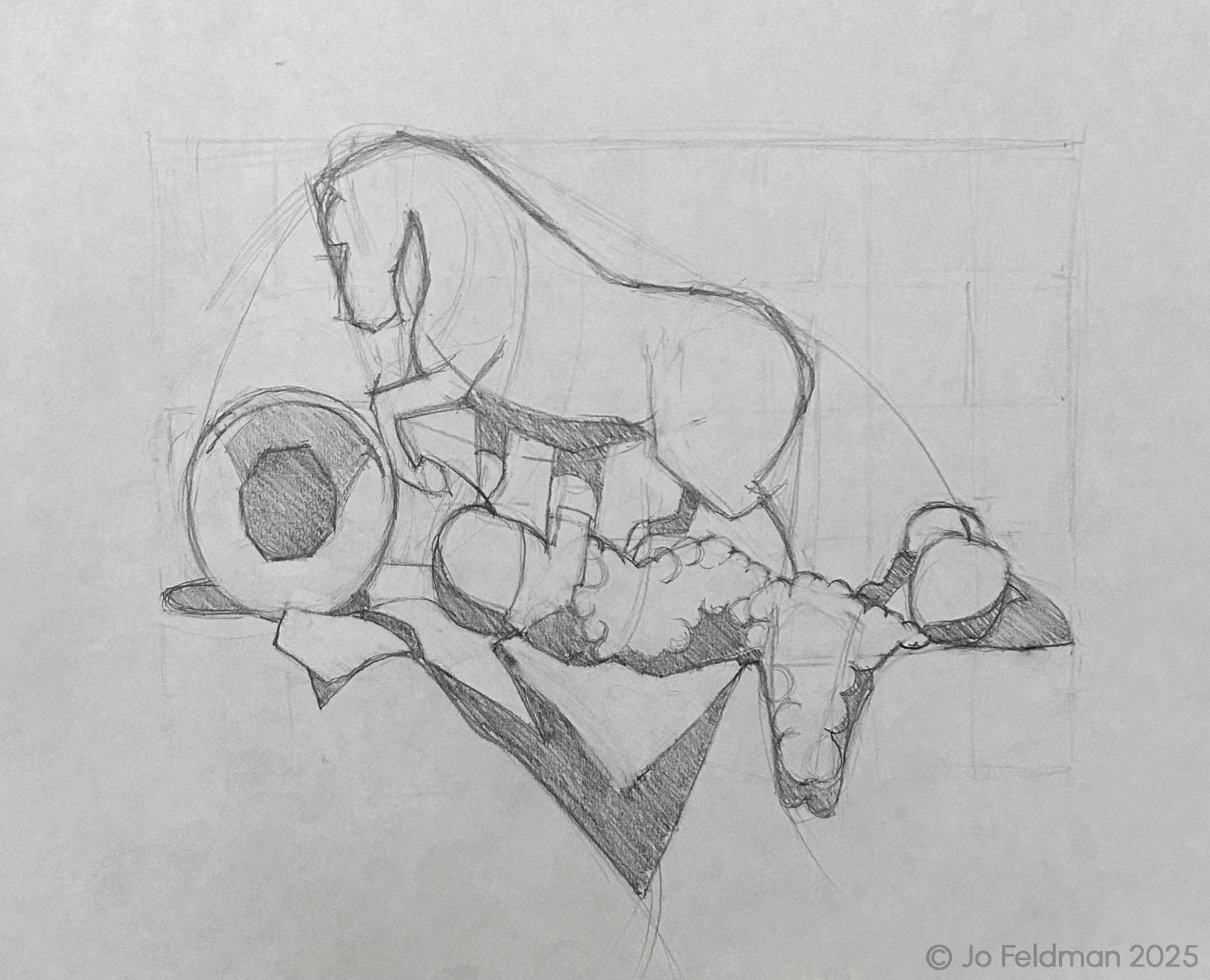 Quick Sketch Flow Lines. Graphite on Paper. Jo Feldman, 2023