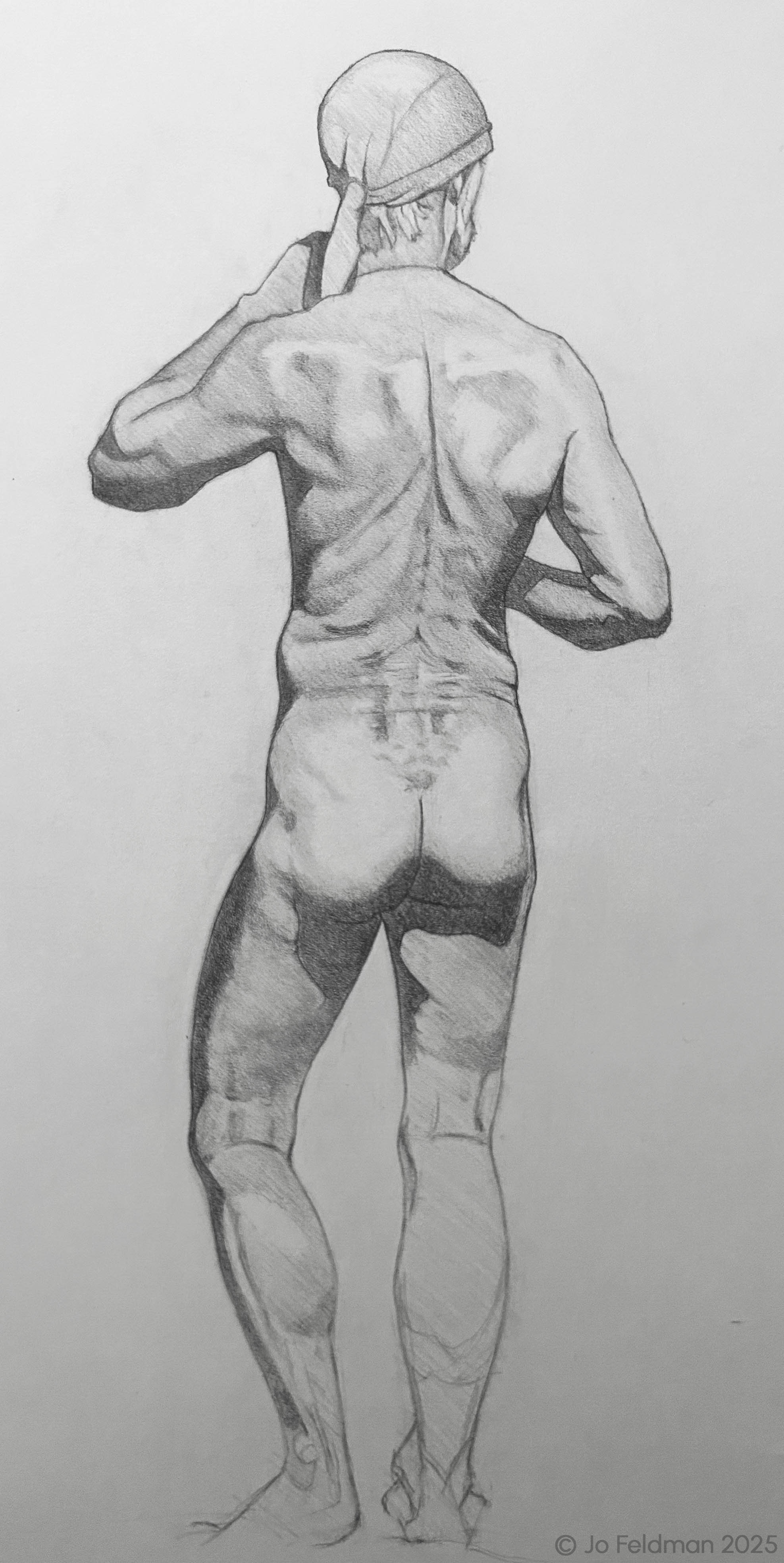 Long Pose of Angel. Graphite on Paper. Jo Feldman, 2025