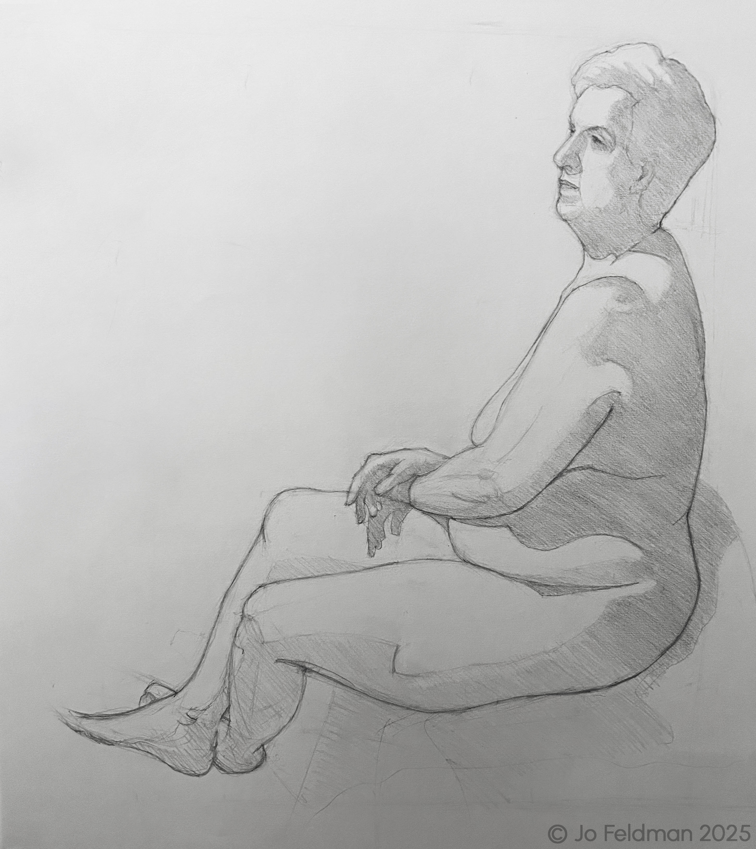 Short Pose of Joanne. Graphite on Paper. Jo Feldman, 2023
