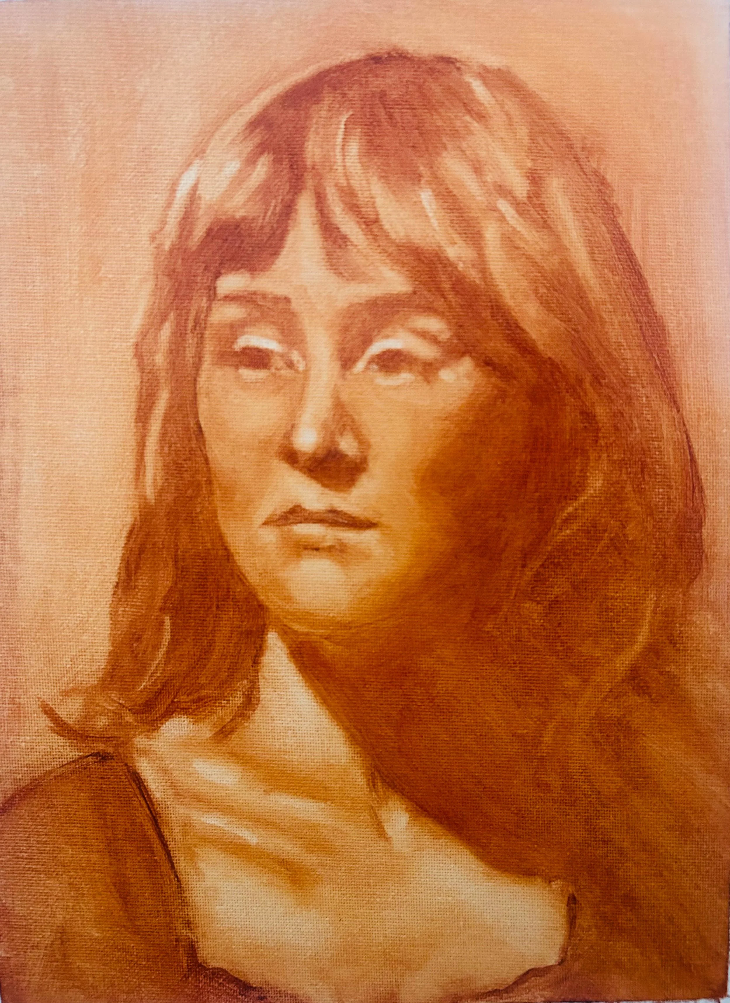 Wash Sketch of Emily. Oil on Canvas. Jo Feldman, 2025