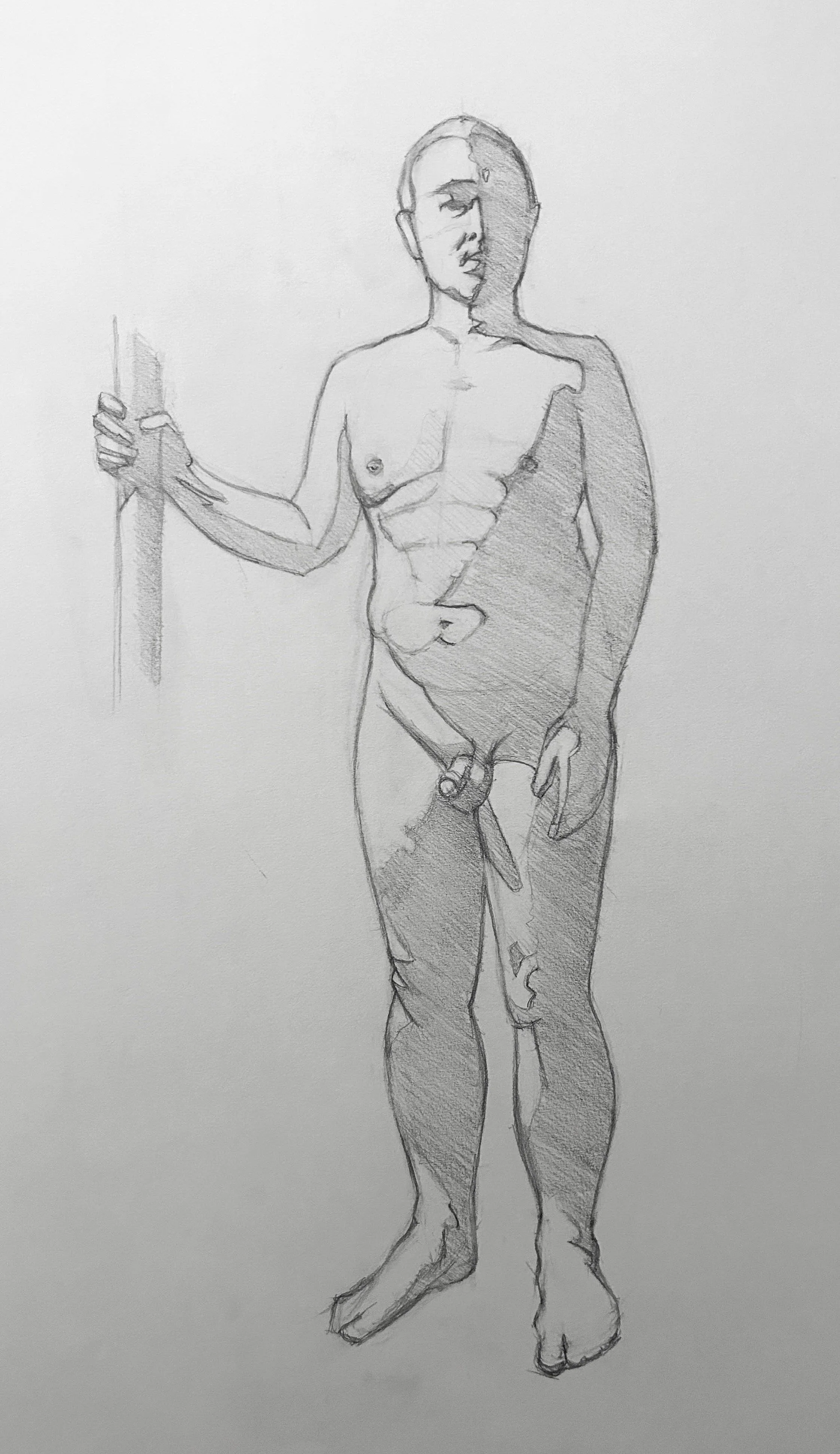 Short Pose of Dan. Graphite on Paper. Jo Feldman, 2024