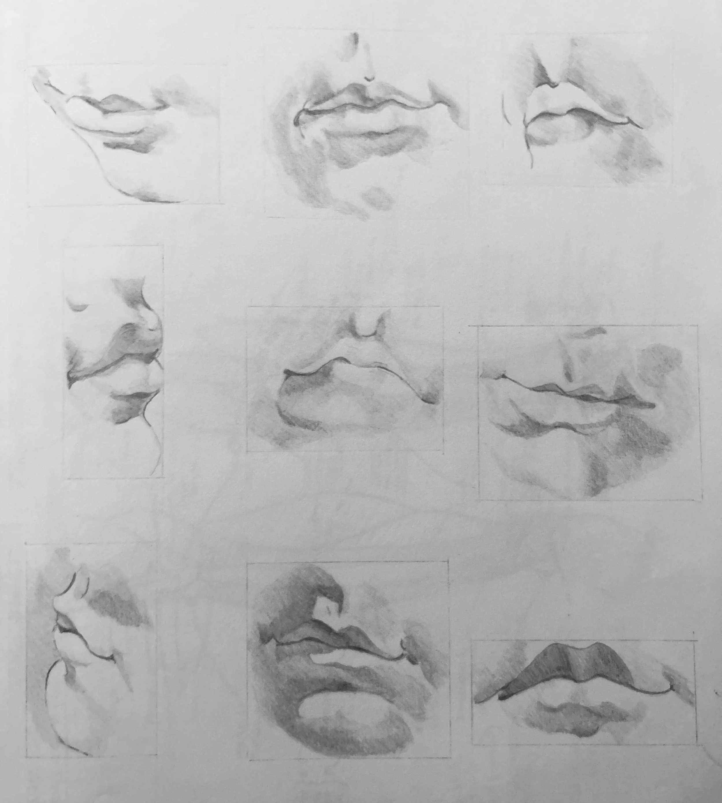 Replica Study of Mouth. Graphite on Paper. Jo Feldman, 2024
