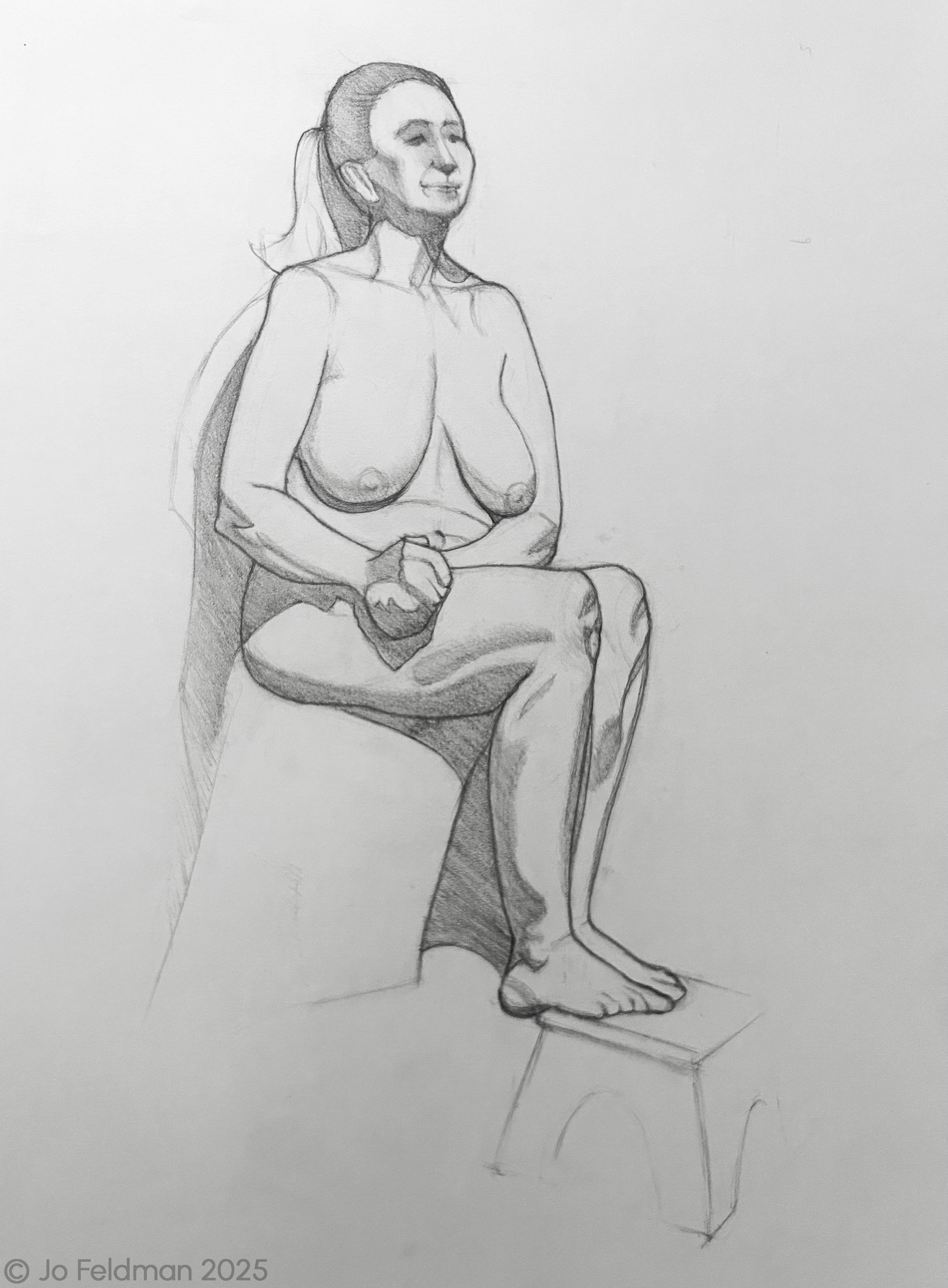 Short Pose of Yvette. Graphite on Paper. Jo Feldman, 2024