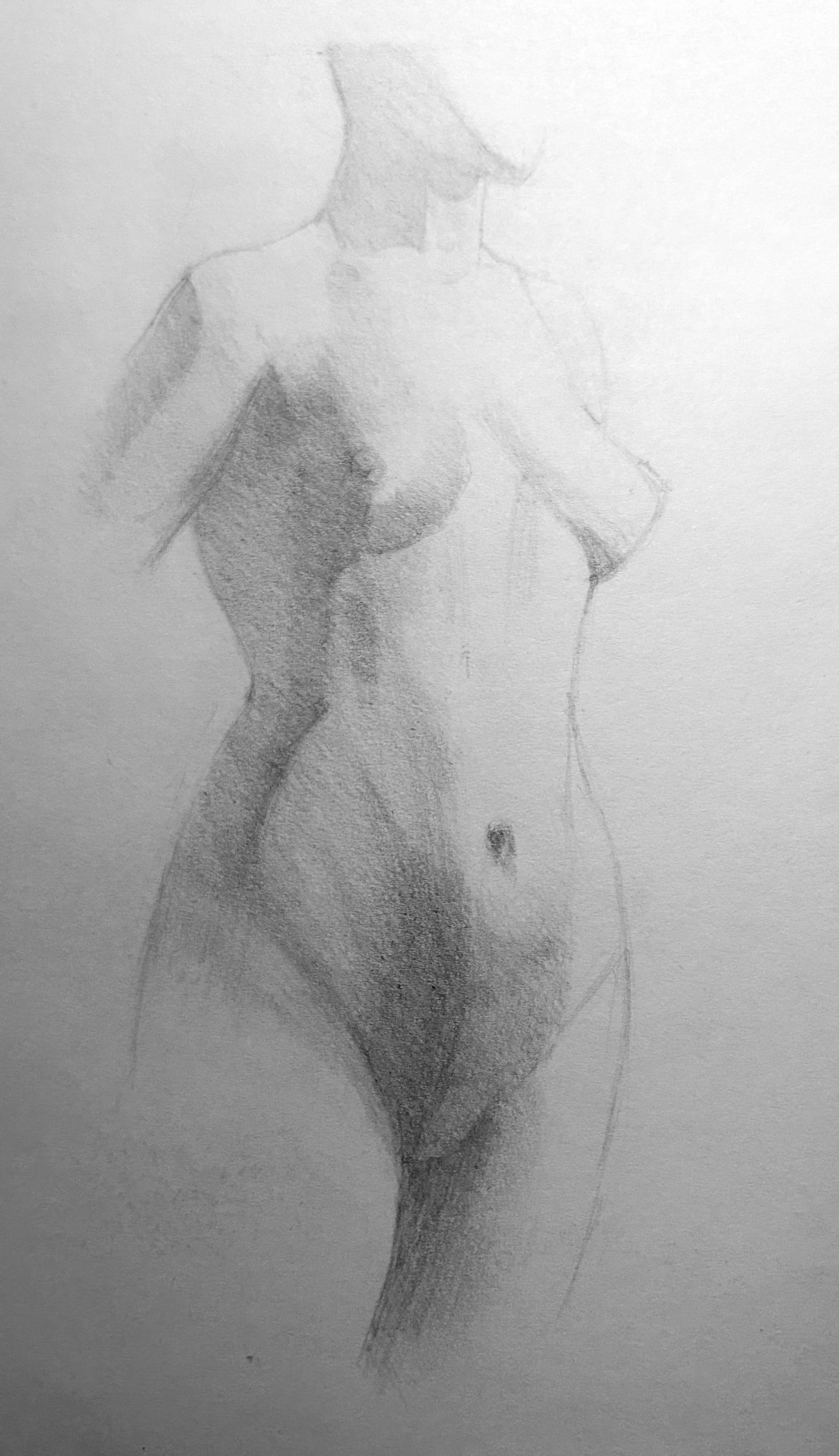 Replica Study of Figure from Vanderpoel, The Human Figure. Graphite on Paper. Jo Feldman, 2024
