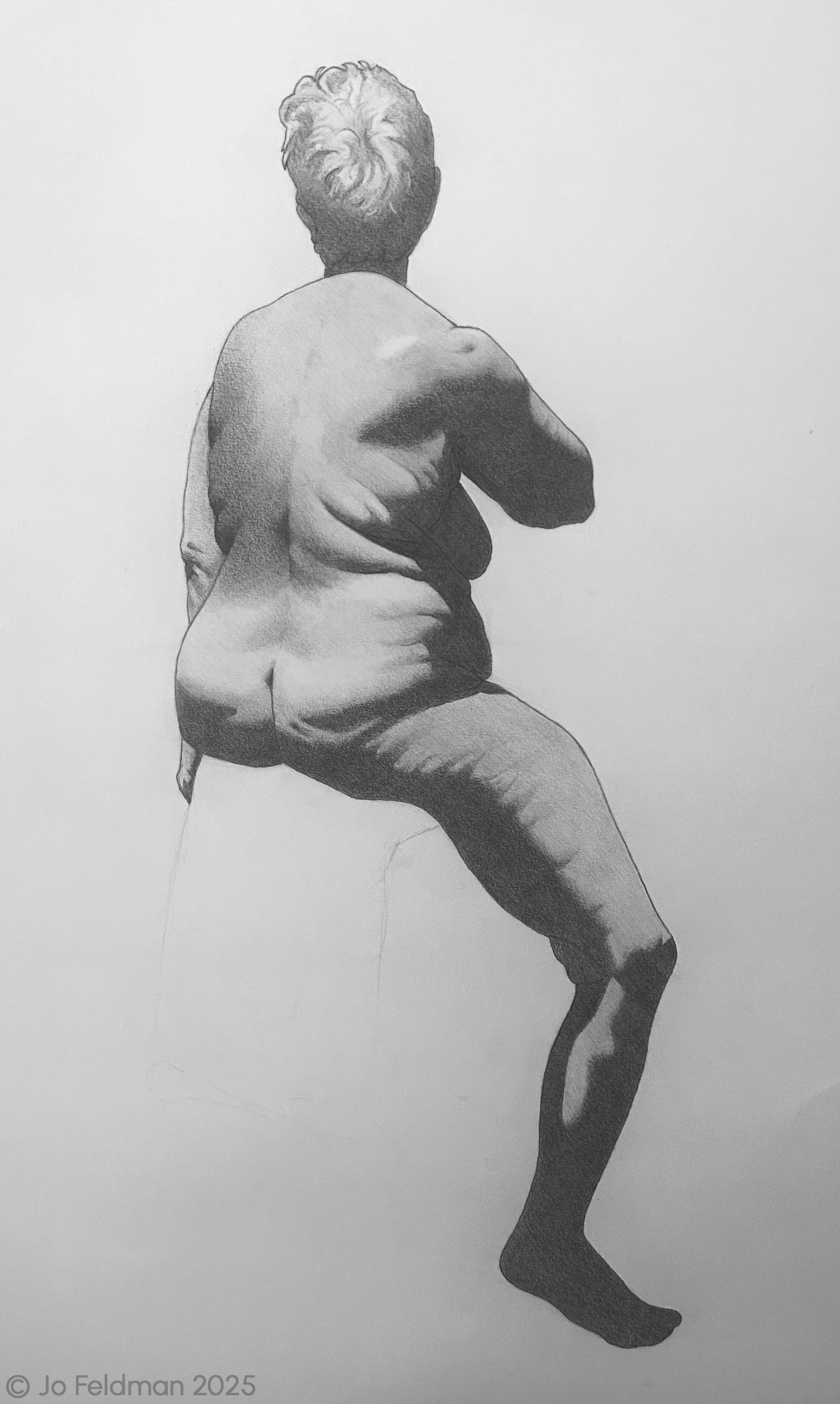 Long Pose of Joanne. Graphite on Paper. Jo Feldman, 2024