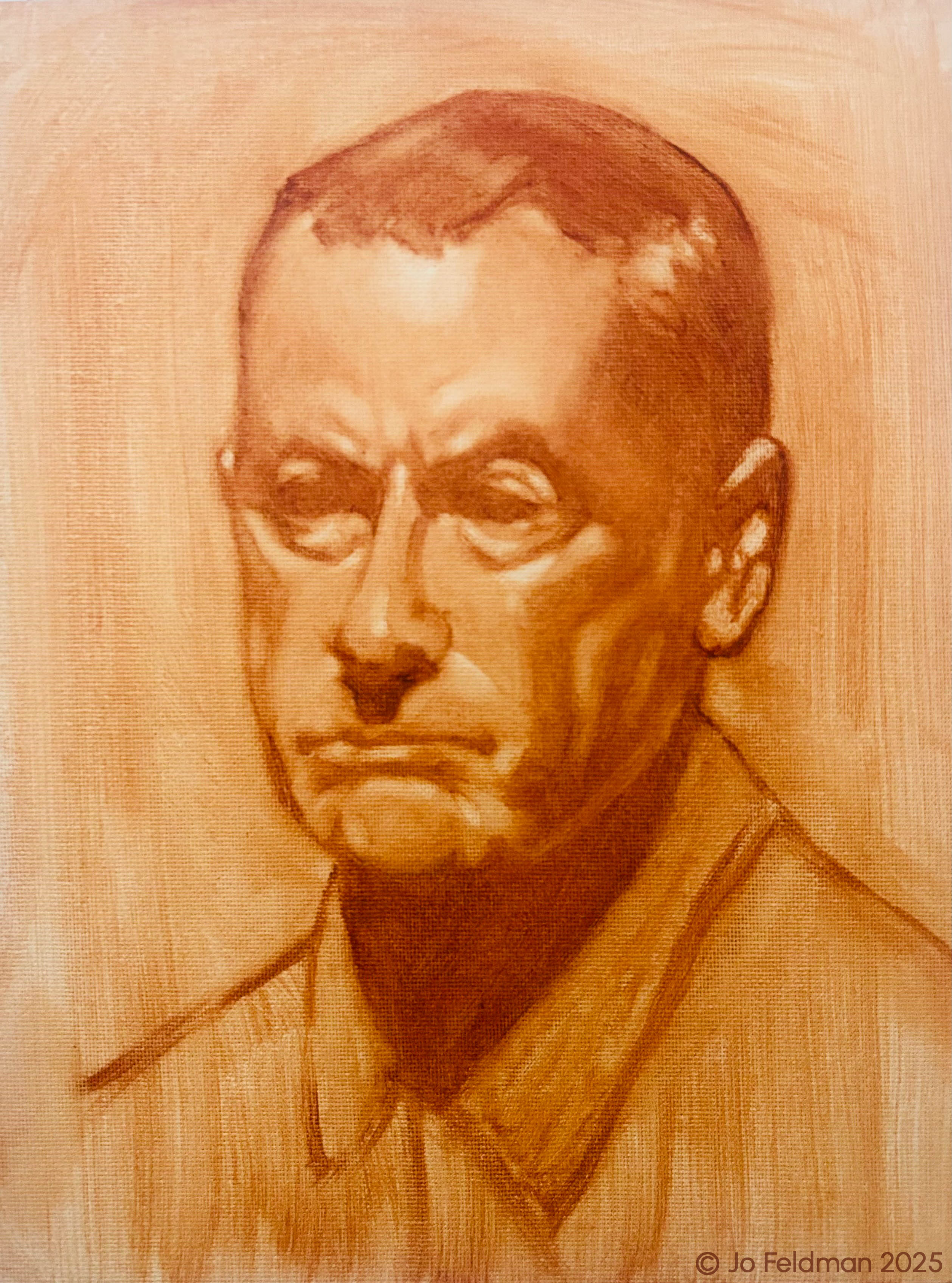 Wash Sketch of Tom. Oil on Canvas. Jo Feldman, 2024