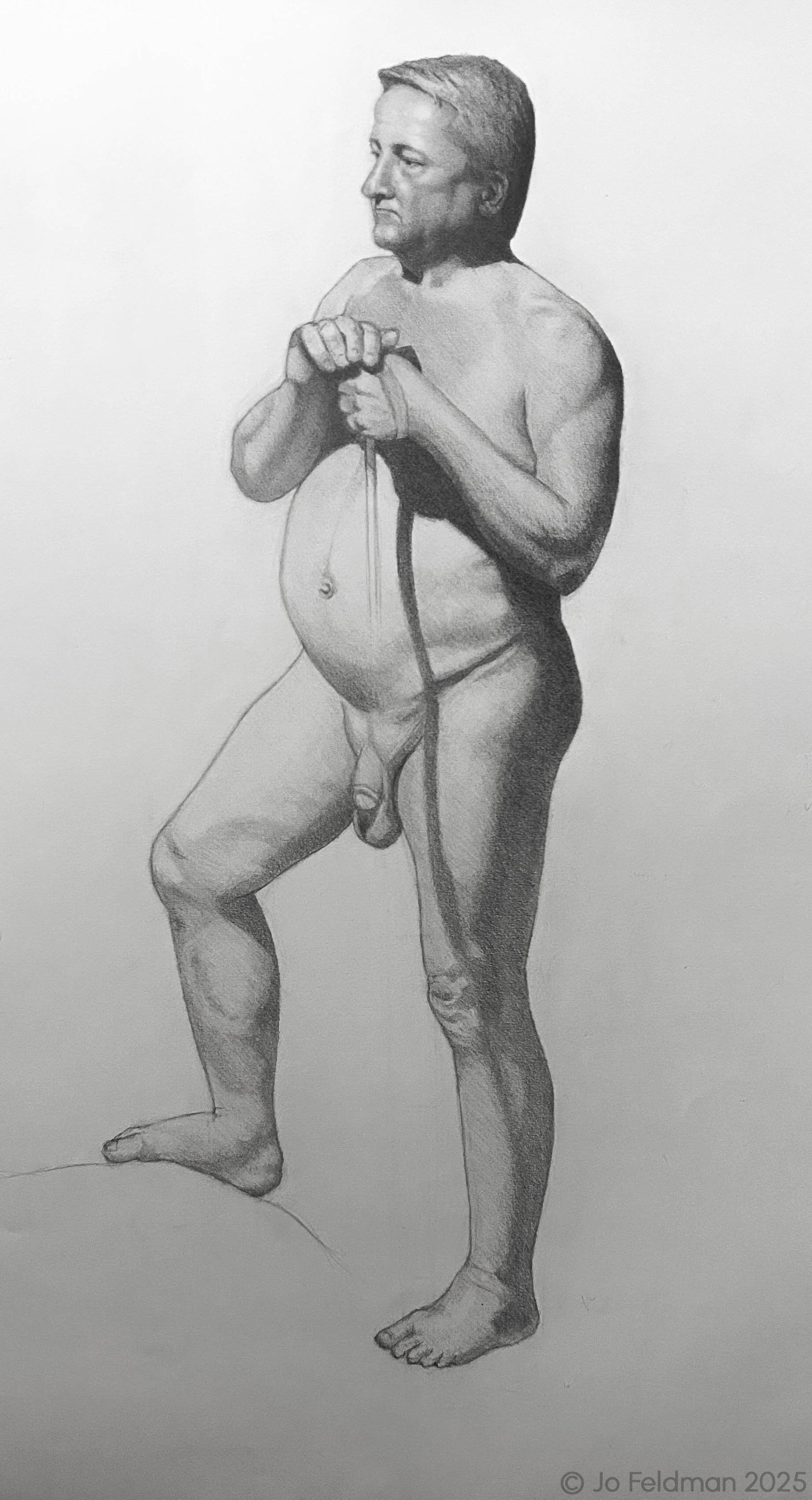 Long Pose of Barry. Graphite on Paper. Jo Feldman, 2023