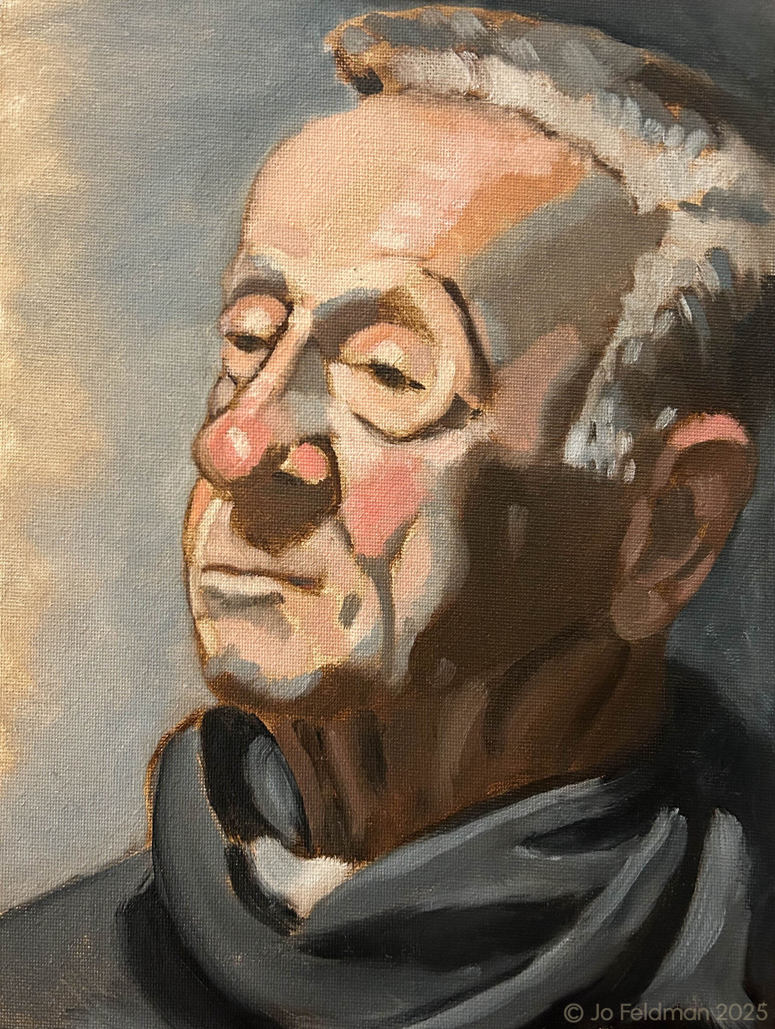 Alla Prima of Robert. Limited Palette. Oil on Canvas. Jo Feldman, 2025