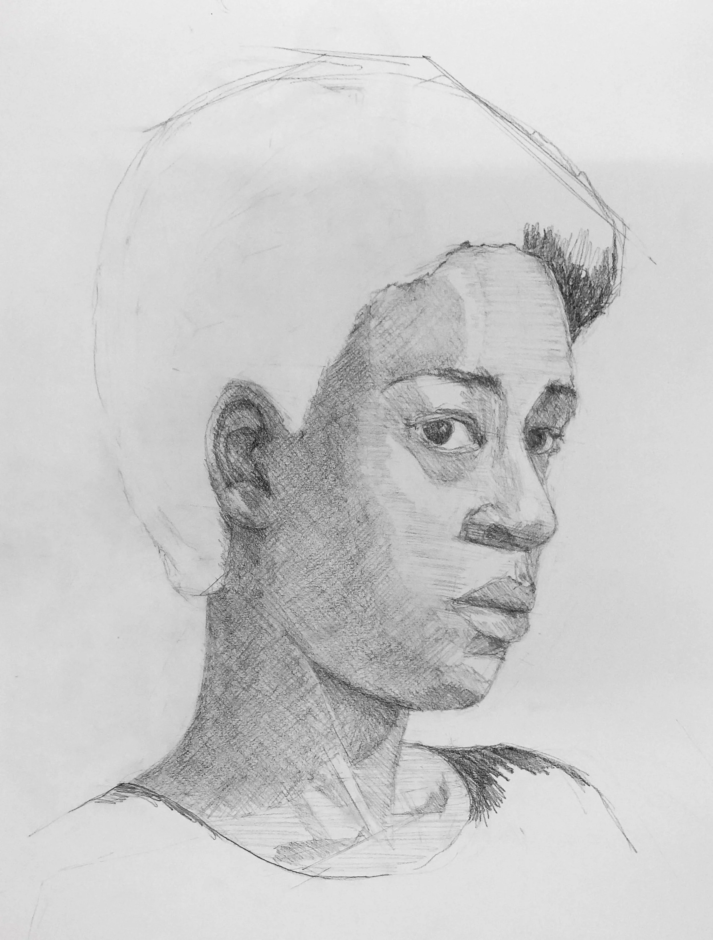 Sketch of Ashley. Graphite on Paper. Jo Feldman, 2019