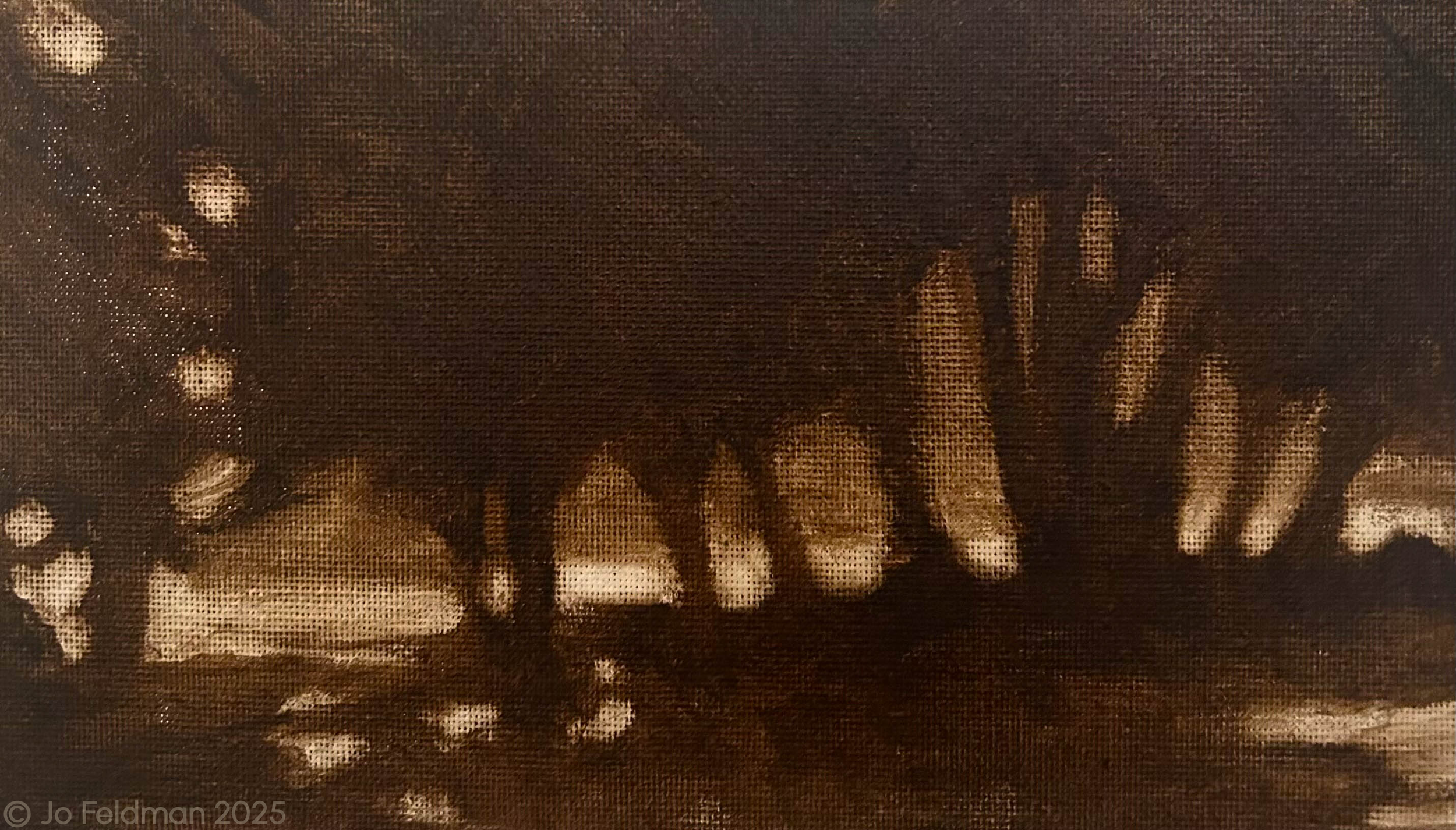 Plein Air. Prallsville Mills, NJ. Oil Wash on Canvas. Jo Feldman, 2024