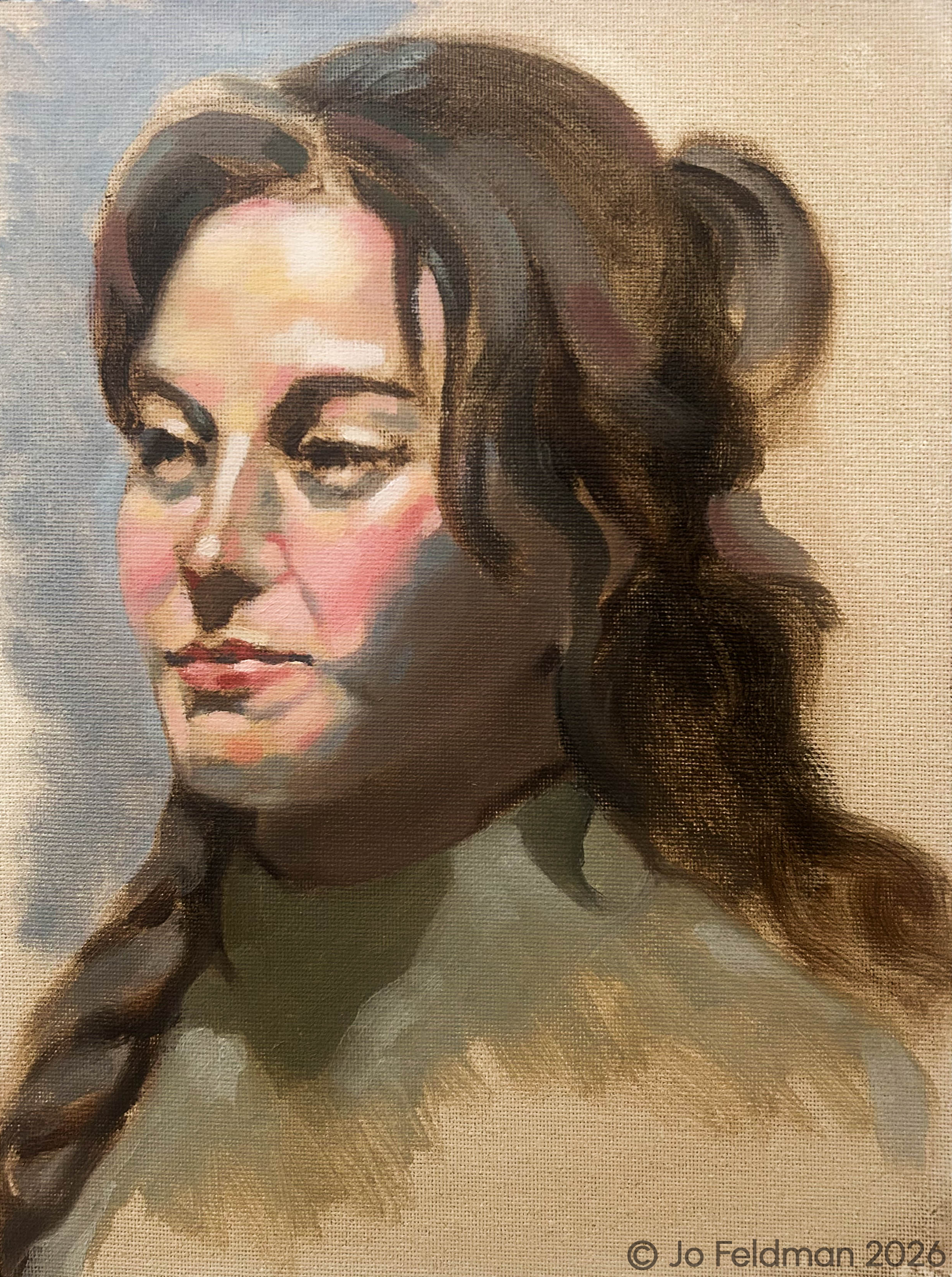 Alla Prima of Bianca. Limited Palette. Oil on Canvas. Jo Feldman, 2026