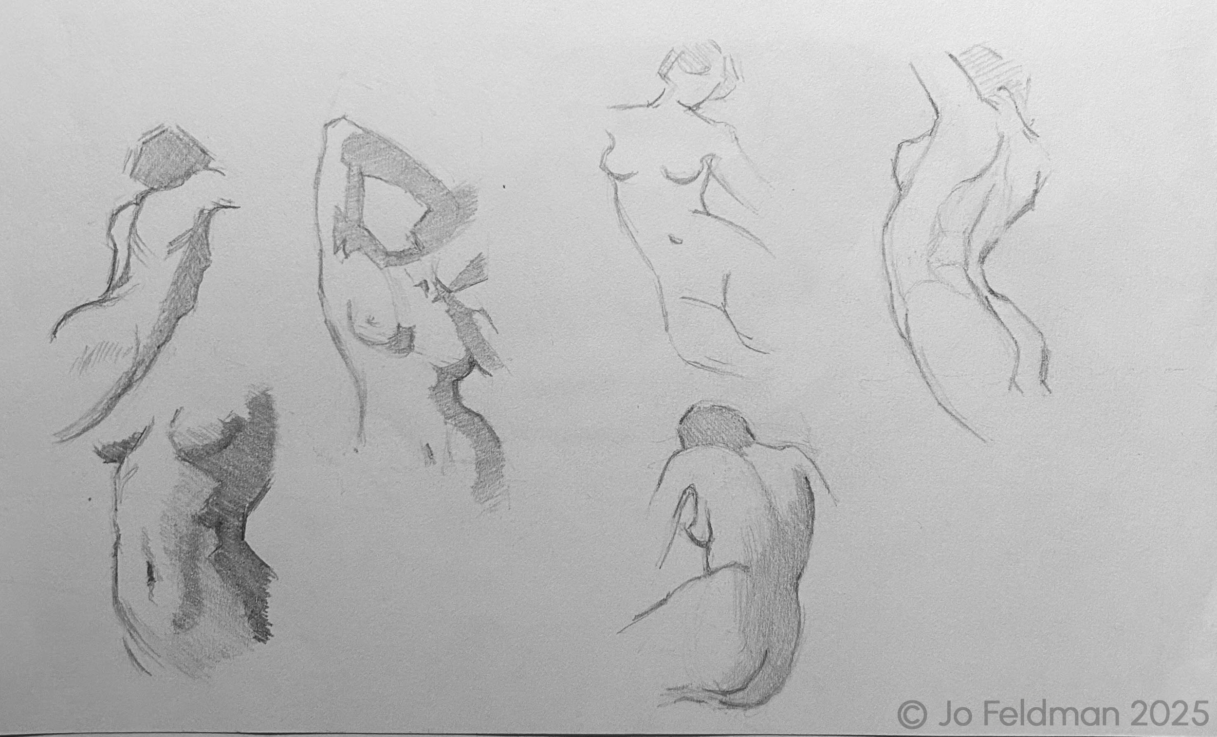 Replica Study of Figure from Vanderpoel, The Human Figure. Graphite on Paper. Jo Feldman, 2024