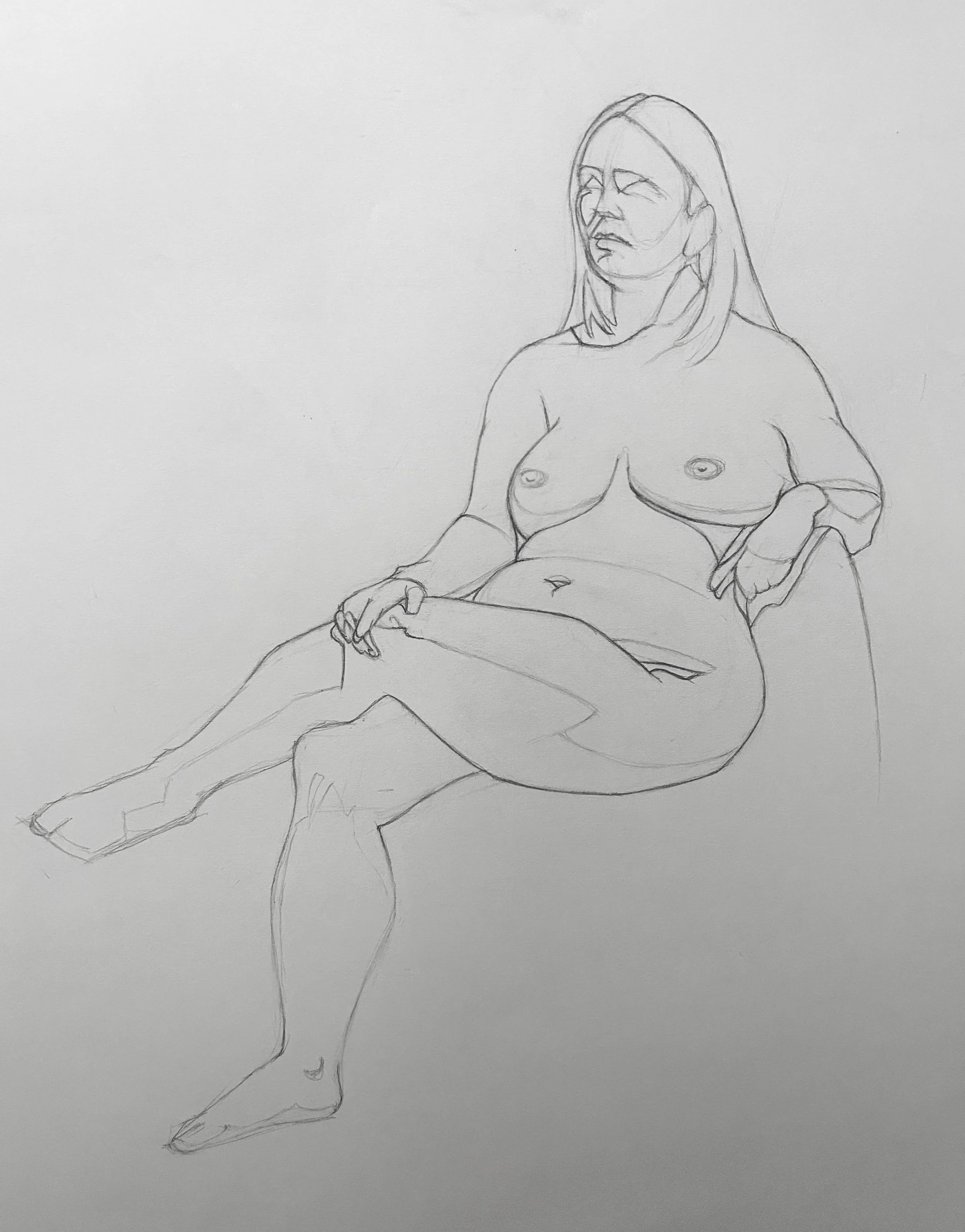 Short Pose of Kay. Graphite on Paper. Jo Feldman, 2024