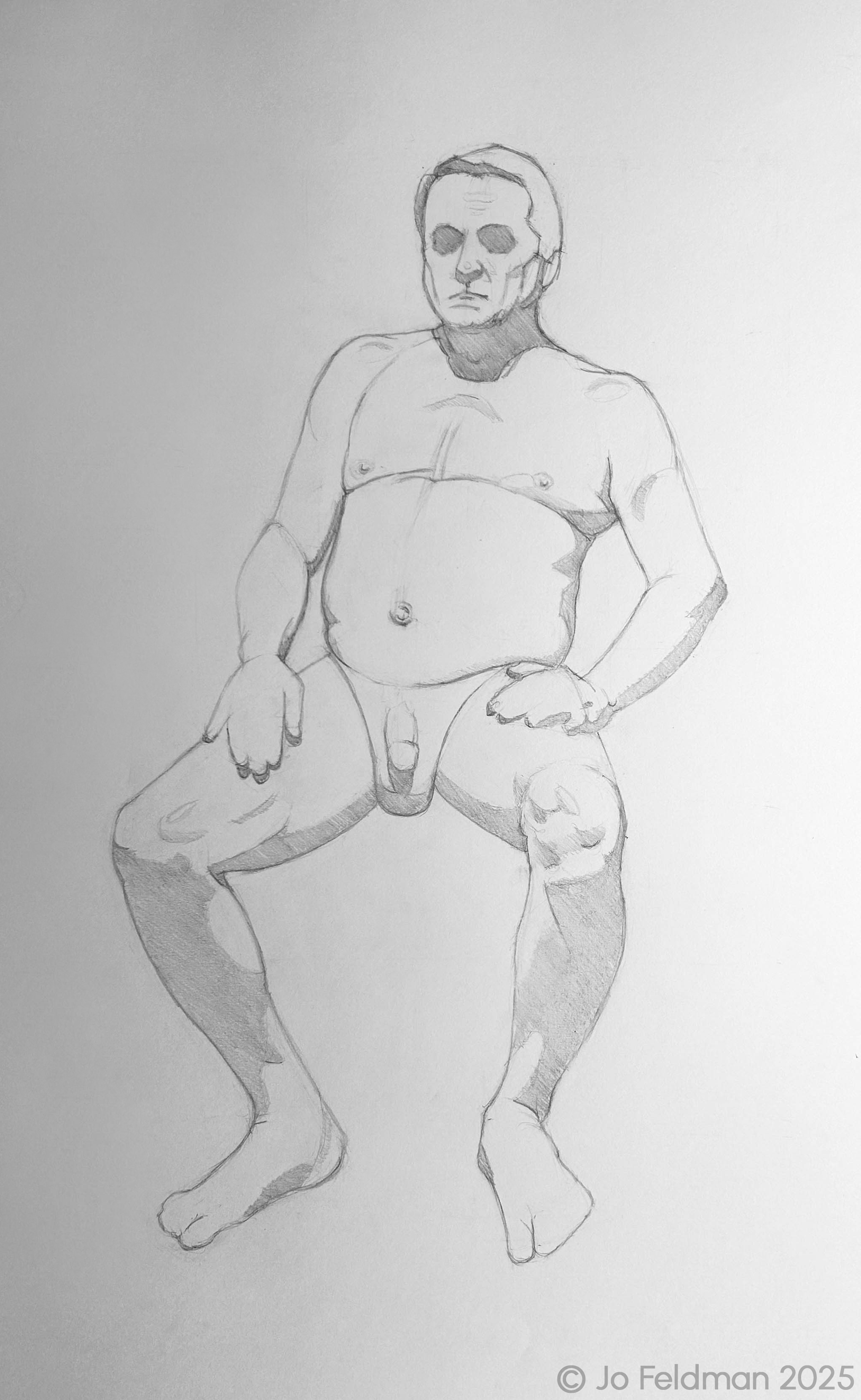 Short Pose of Barry. Graphite on Paper. Jo Feldman, 2025