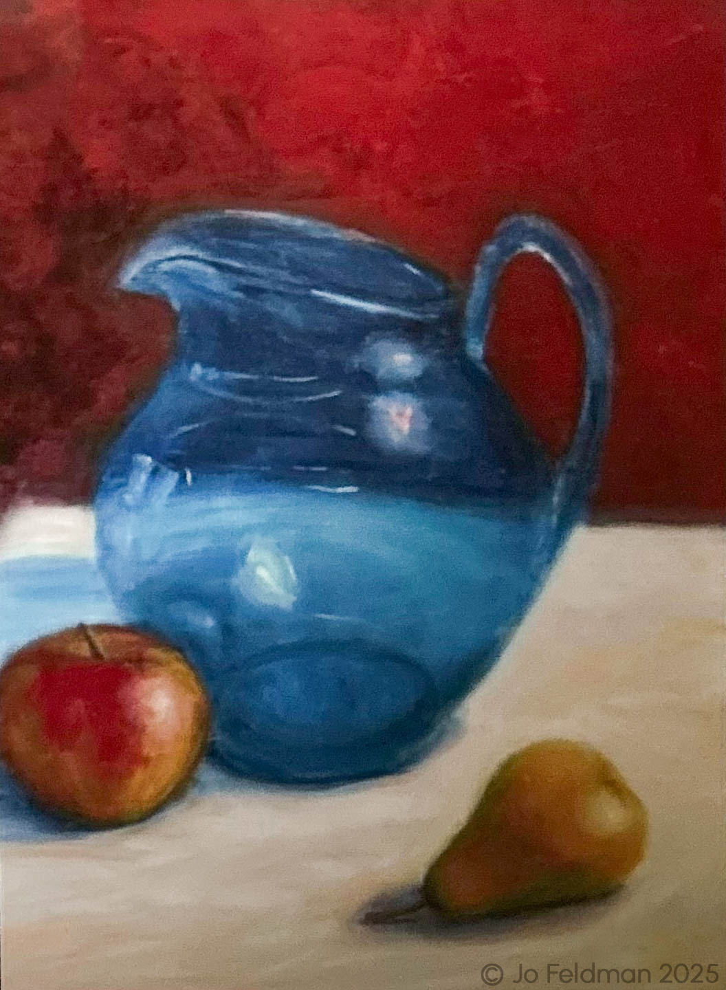 Still Life with Blue Jug. Acrylic on Canvas. Jo Feldman, 2004