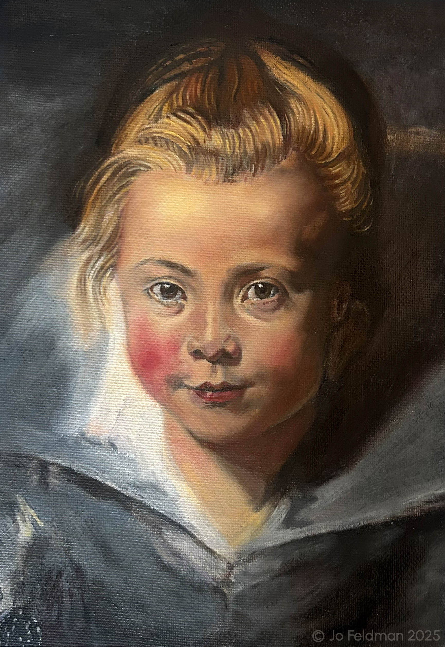 Long Study Replica Head of a Child Clara-Serena Rubens. Oil on Canvas. Jo Feldman, 2025