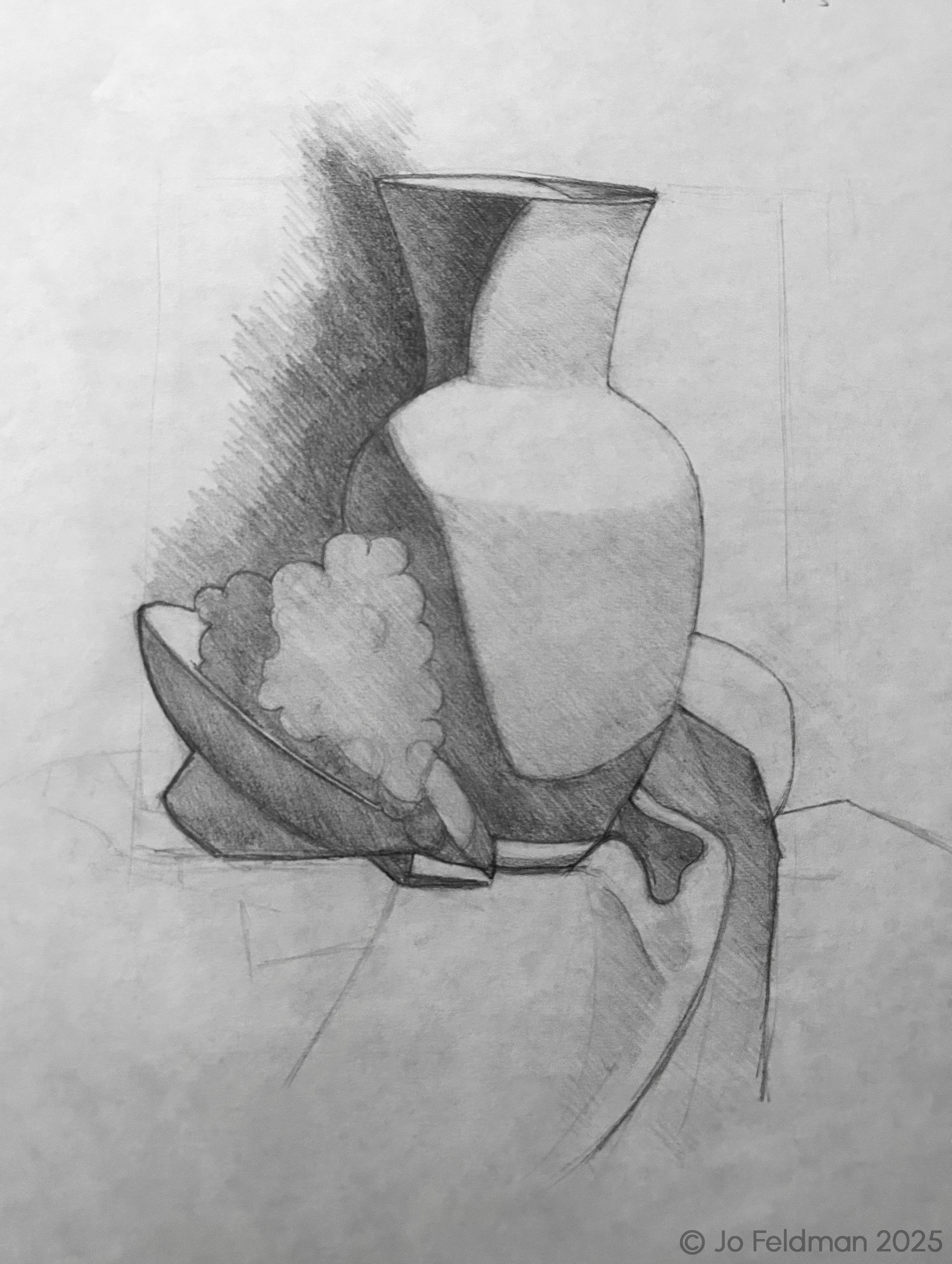 Quick Sketch Block-In. Graphite on Paper. Jo Feldman, 2024