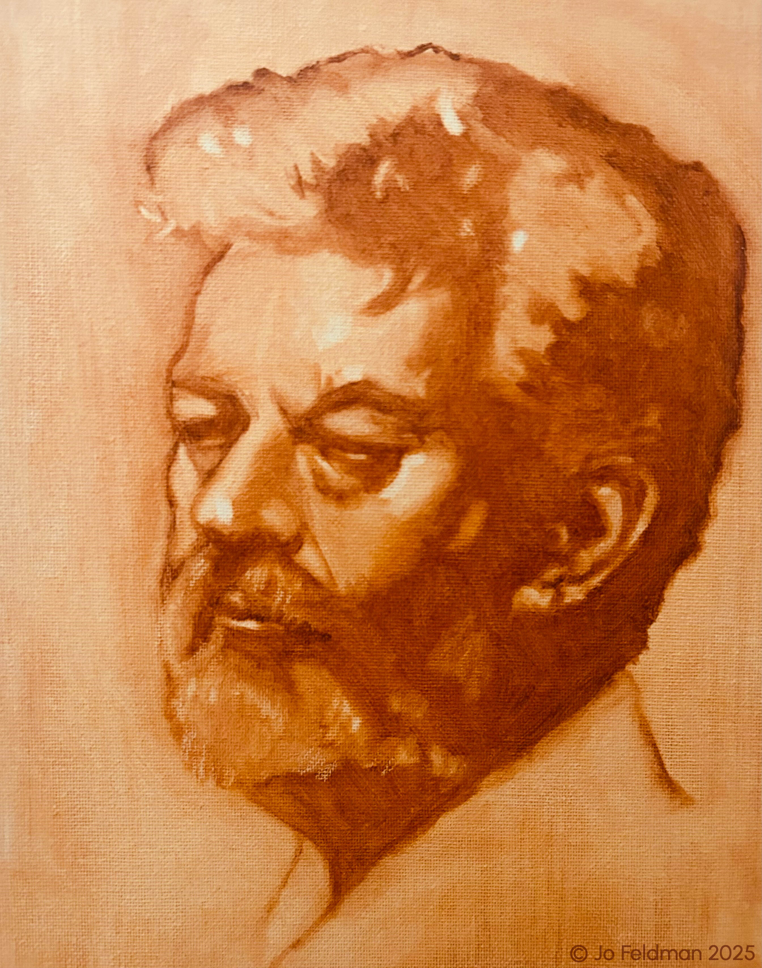 Wash Sketch of Terry. Oil on Canvas. Jo Feldman, 2024