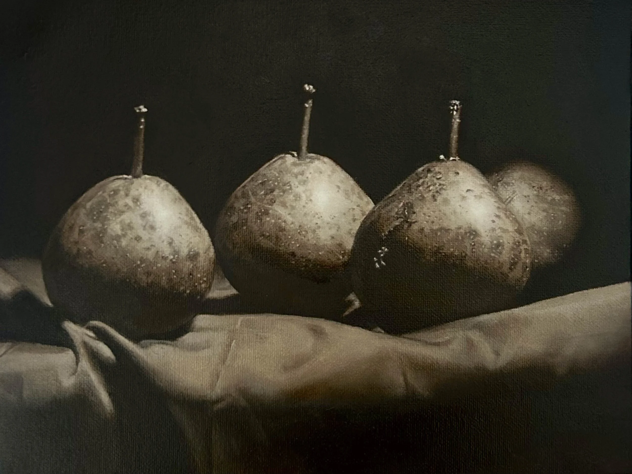 Still Life of Pears. Oil on Canvas. Jo Feldman, 2025