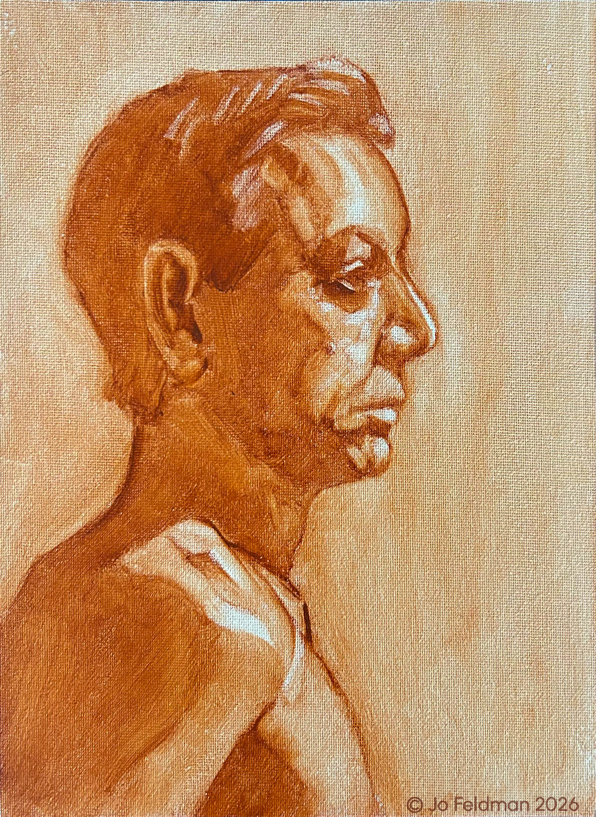 Wash Sketch of Alfonso. Oil on Canvas. Jo Feldman, 2026