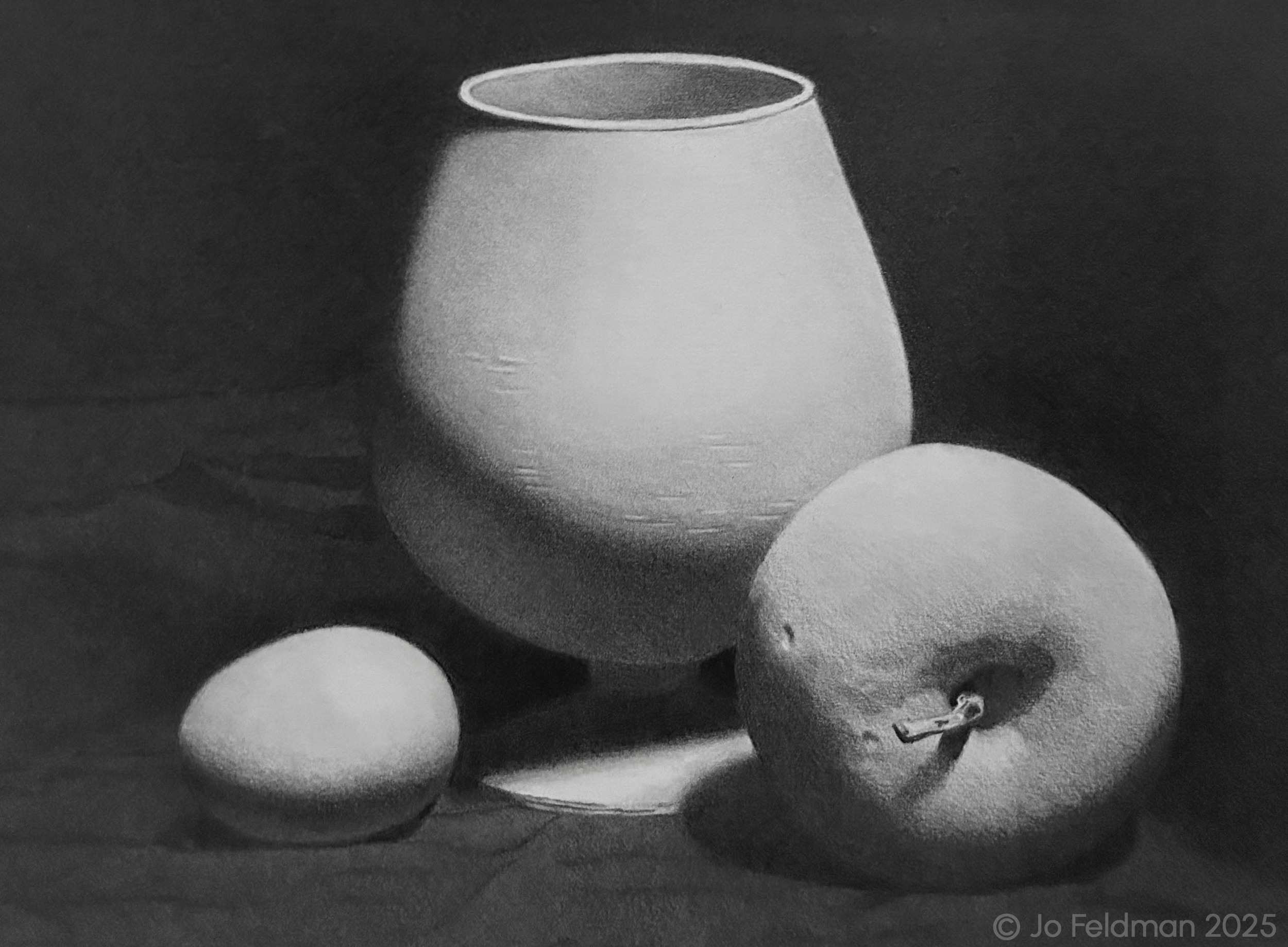 Long Study Still Life. Graphite on Paper. Jo Feldman, 2024