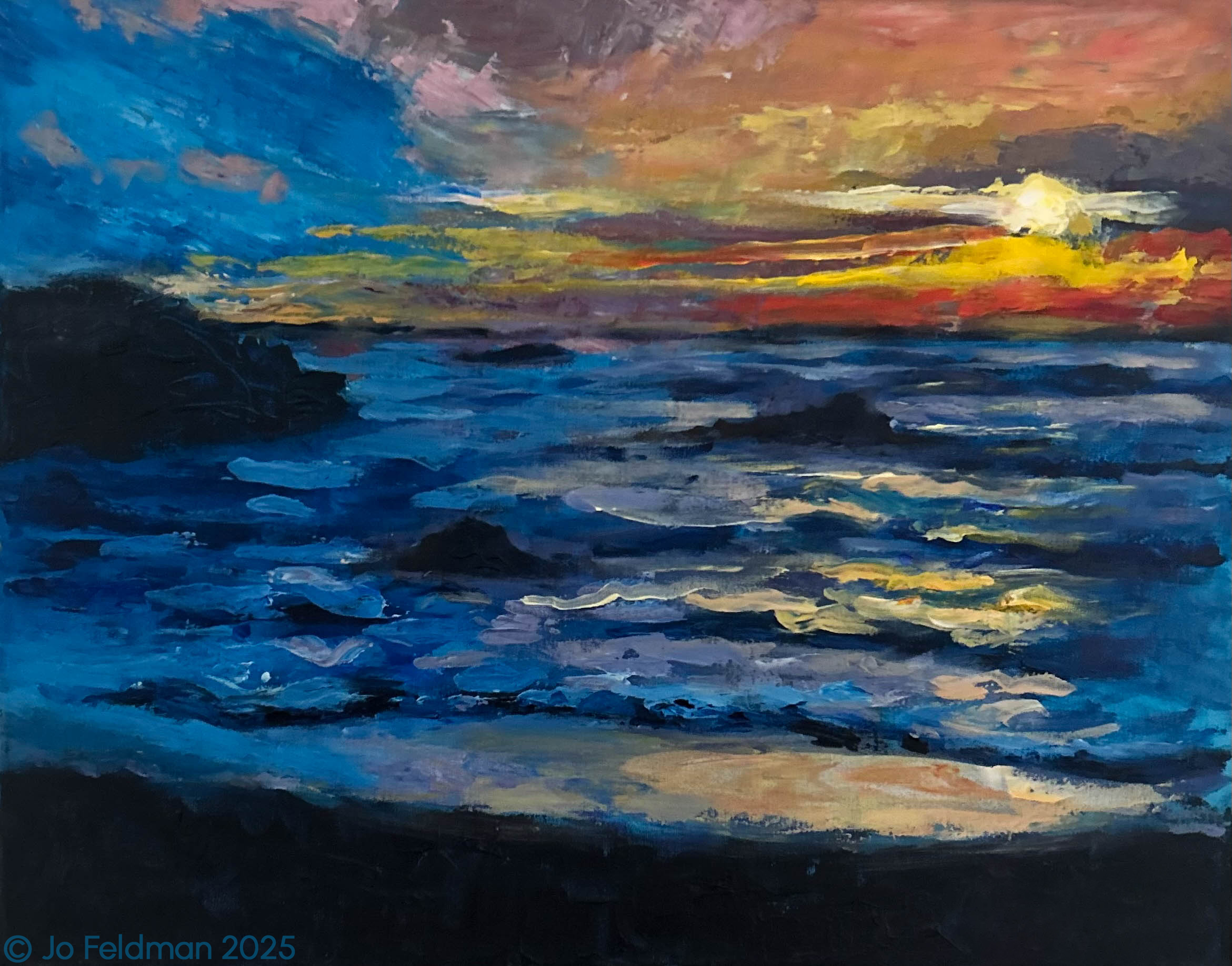 Waves at Sunset. Acrylic on Canvas. Jo Feldman, 2005