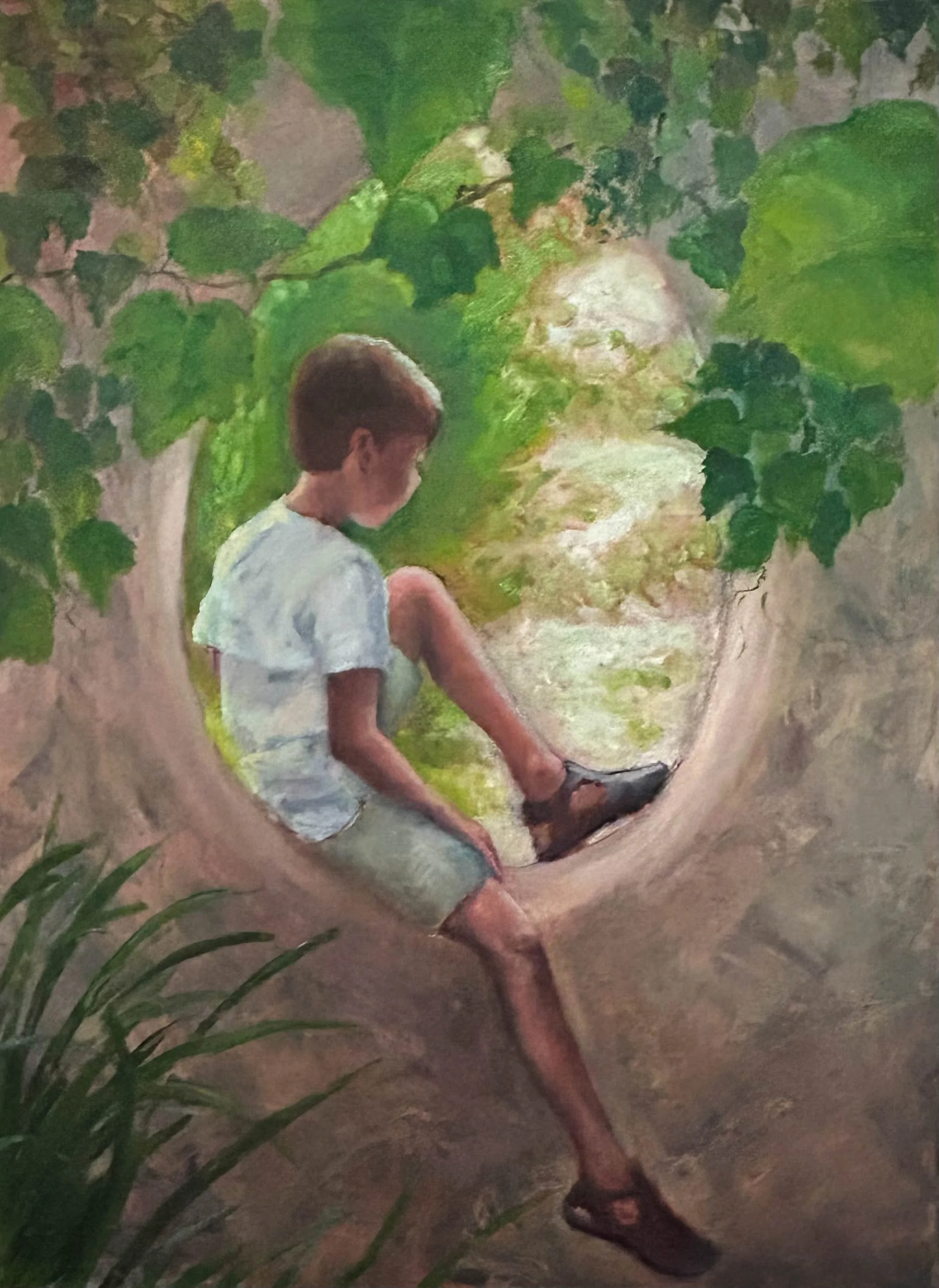 Alexander at the Food Forest. Oil on Canvas. Jo Feldman, 2006