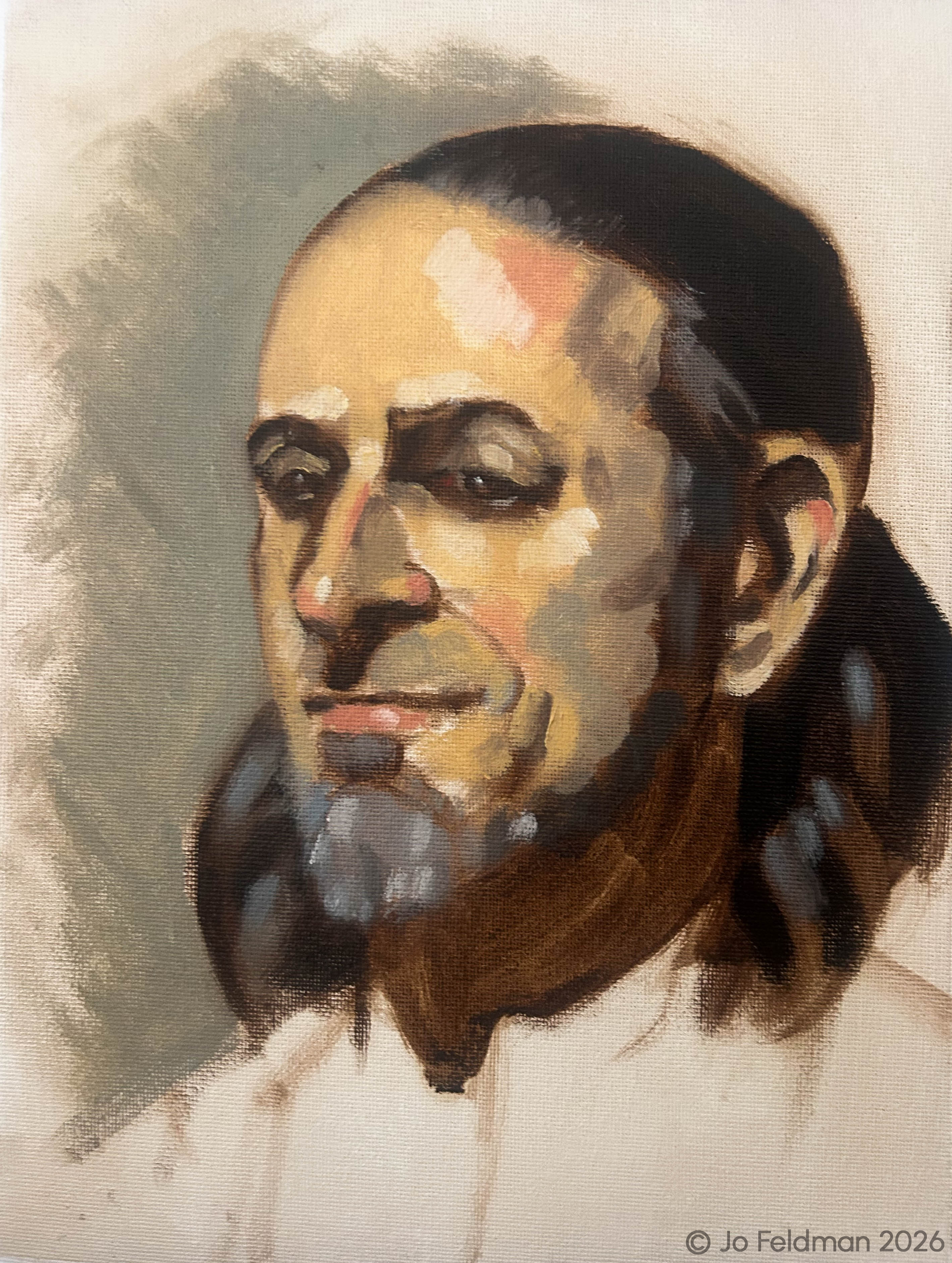 Alla Prima of Stephen. Limited Palette. Oil on Canvas. Jo Feldman, 2026