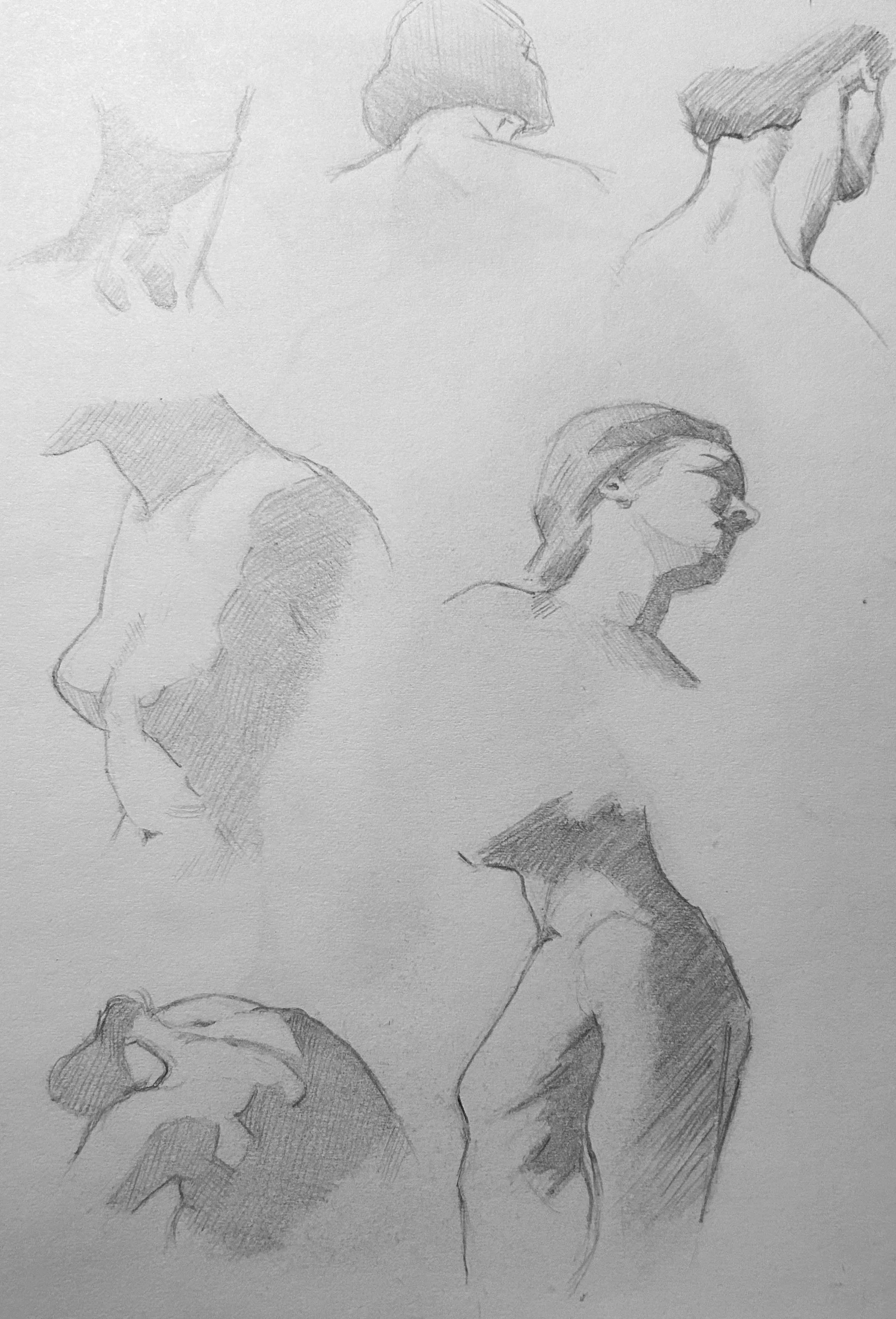 Replica Study of Figure from Vanderpoel, The Human Figure. Graphite on Paper. Jo Feldman, 2024