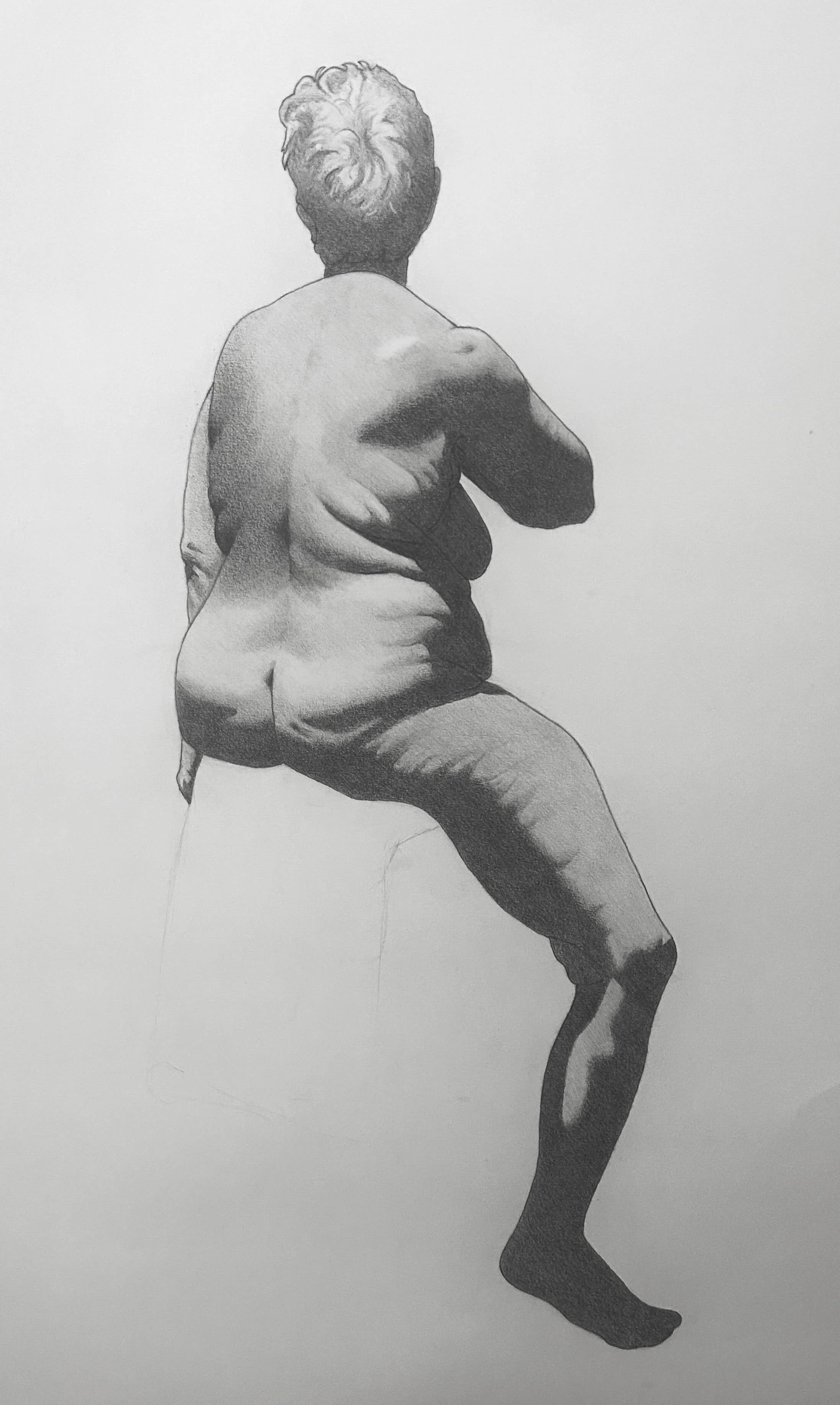 Long Pose of Joanne. Graphite on Paper. Jo Feldman, 2024