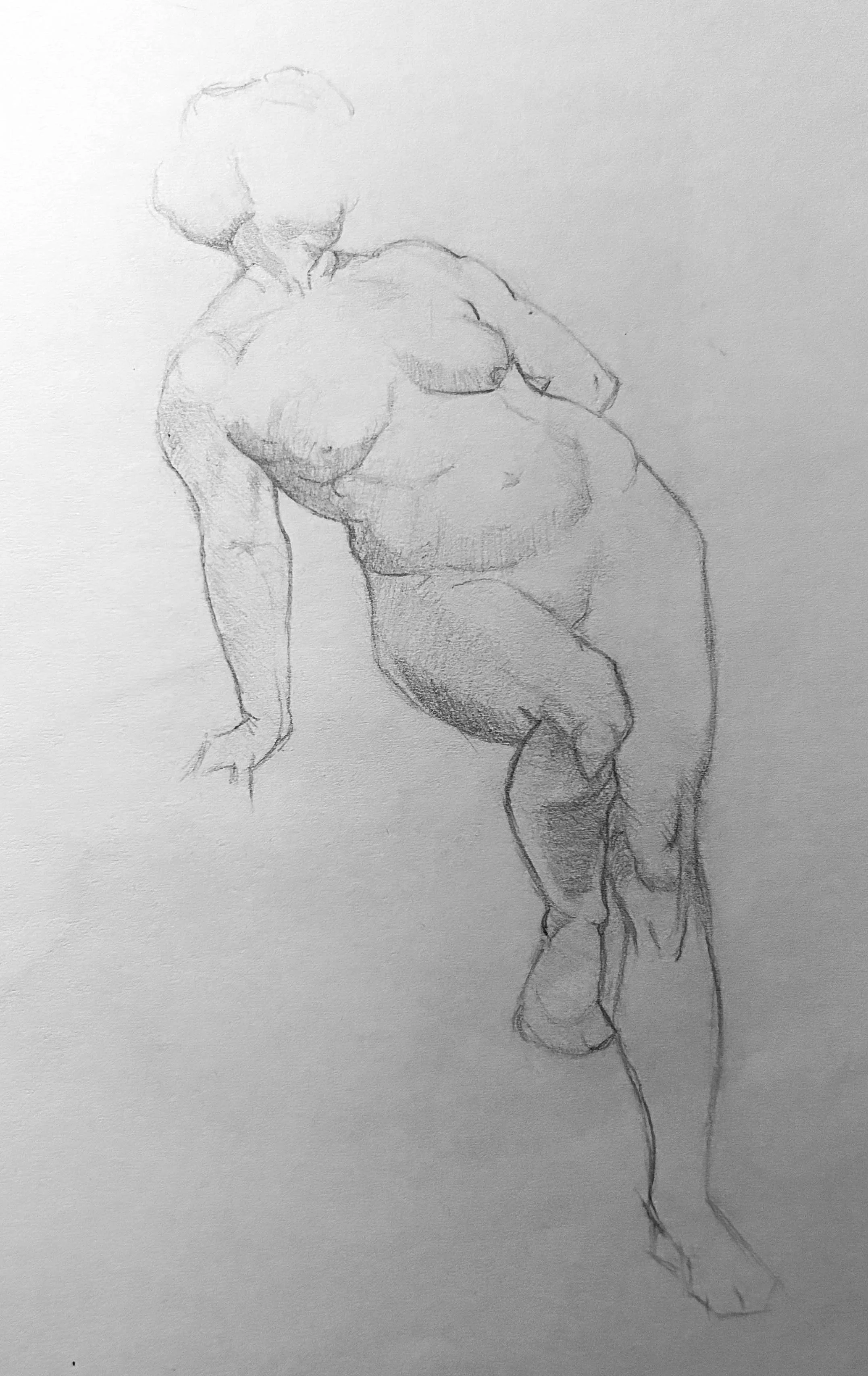 Replica Study of Figure from Vanderpoel, The Human Figure. Graphite on Paper. Jo Feldman, 2024