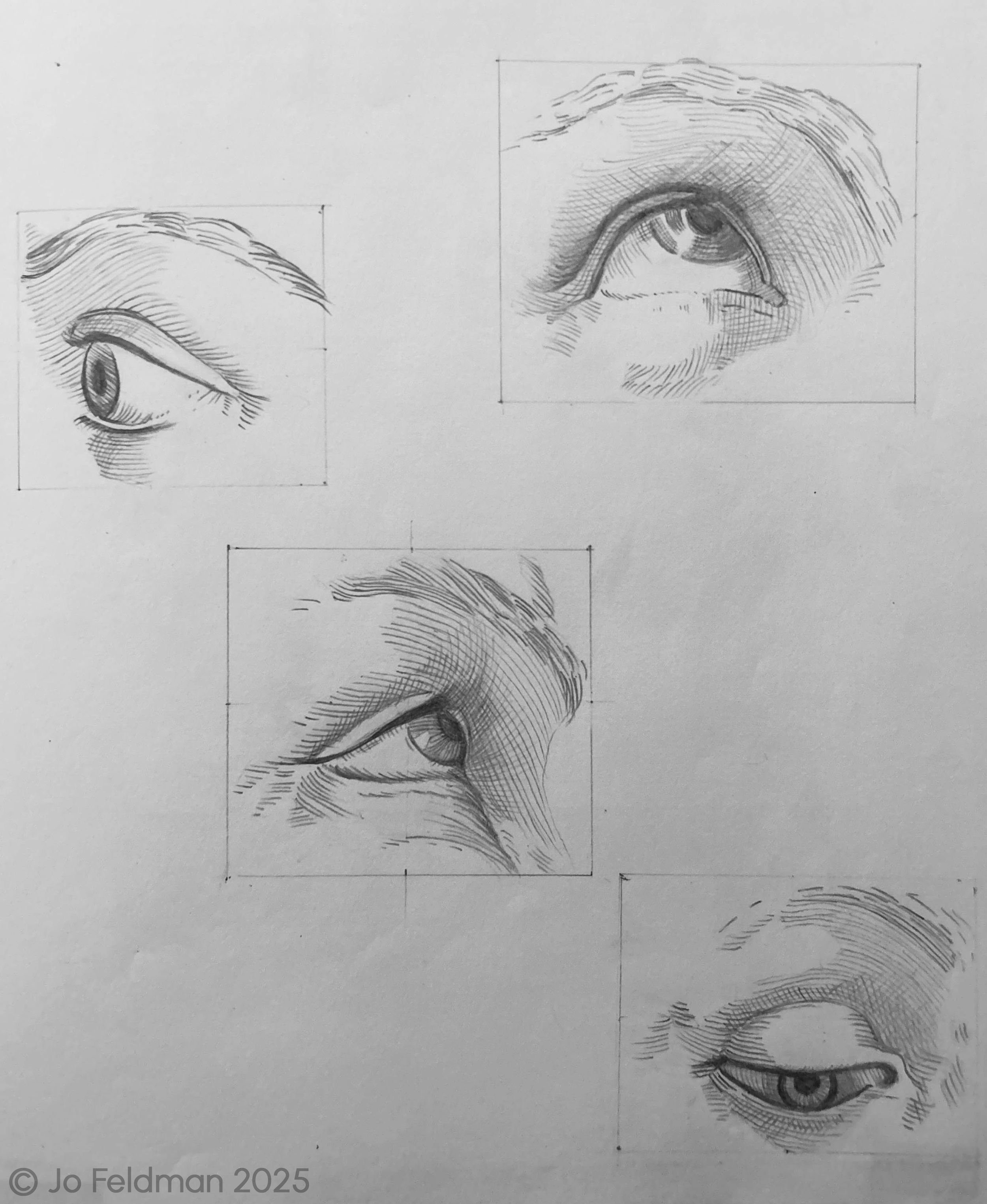 Replica Study of Eyes. Graphite on Paper. Jo Feldman, 2024