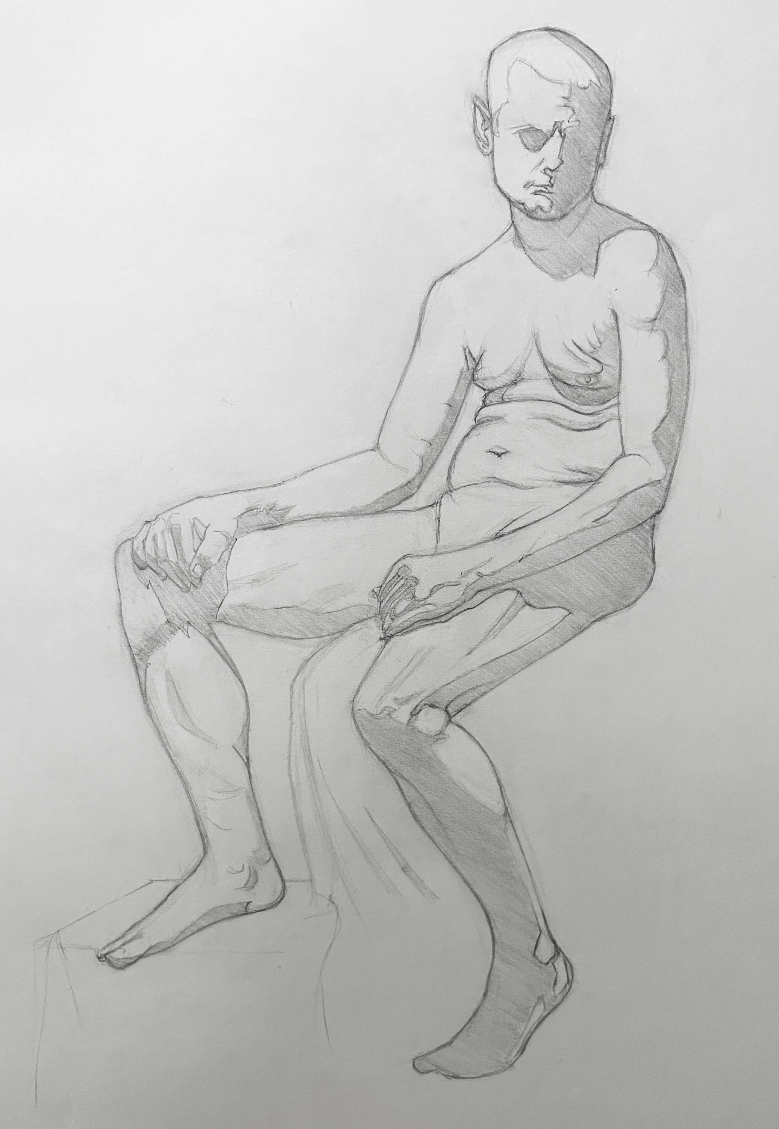 Short Pose of Tom. Graphite on Paper. Jo Feldman, 2025