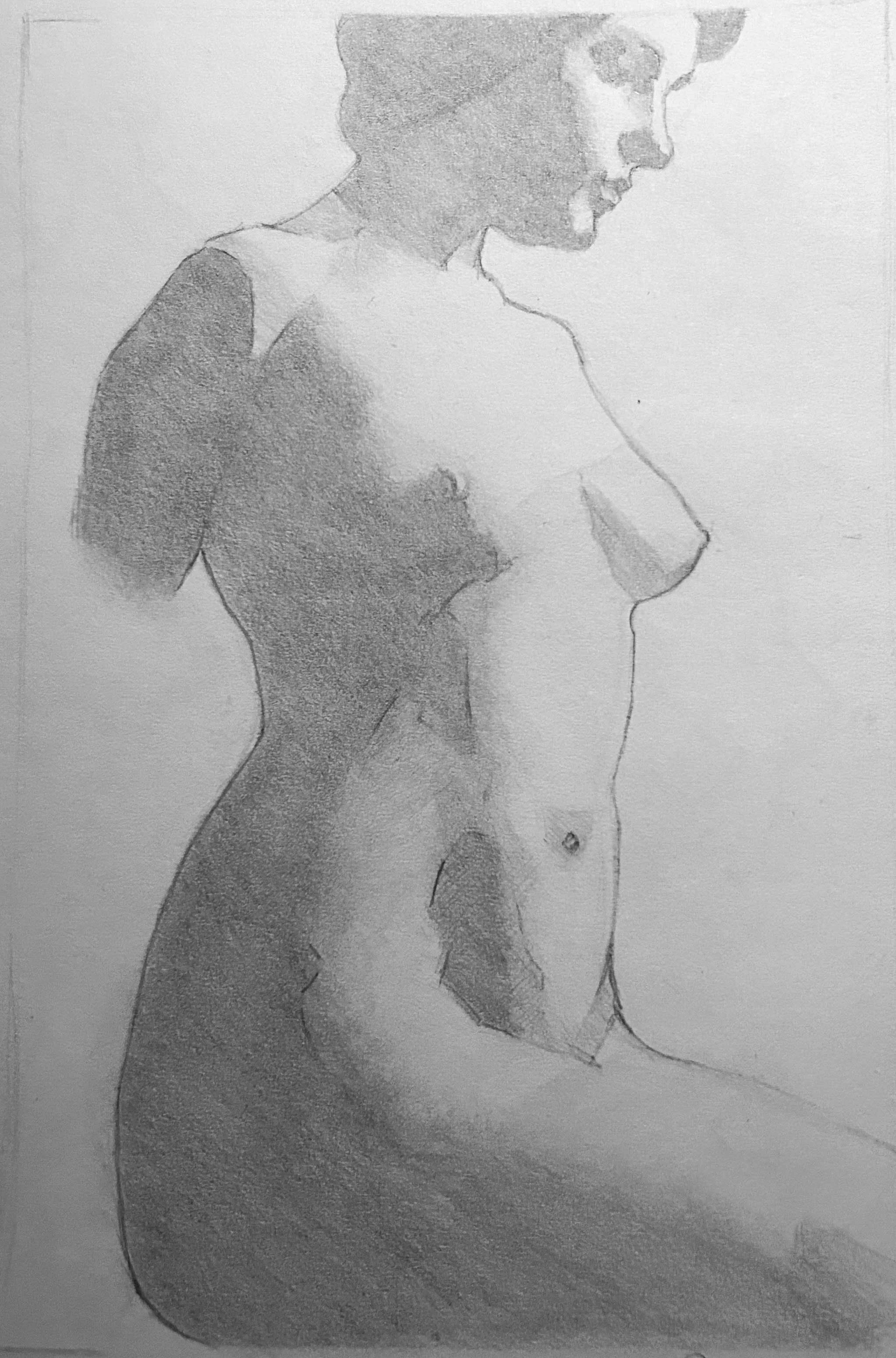 Replica Study of Figure from Vanderpoel, The Human Figure. Graphite on Paper. Jo Feldman, 2024