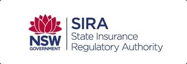 Logo of the NSW Government State Insurance Regulatory Authority (SIRA) with a pink lotus flower and blue text.