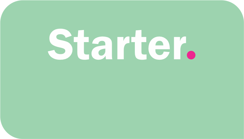Green background with the word 'Starter' in large white letters and a small pink dot at the end.