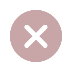 A black background with a large pink circle containing a white 'X' in the center.