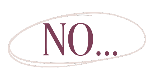 The word 'NO...' written in purple inside an oval shape with white border on a black background.