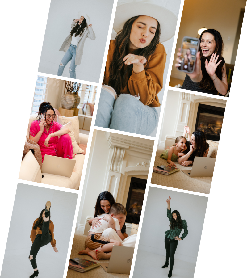 Collage of Taleesa and children, working from home.