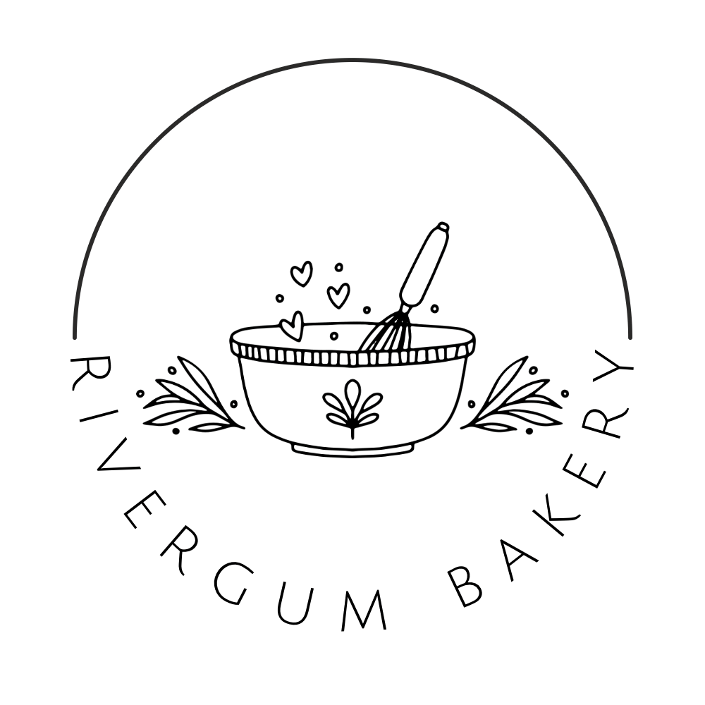 A line drawing of a bowl of cereal with a spoon inside, surrounded by a sunrise or sunset. There are leaves on either side of the bowl.