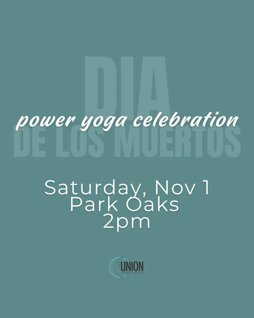 Honor your loved ones this Saturday, November 1 at our Power Yoga Celebration.  Come dressed in your Dia de Los Muertos finest and stay afterwards for community time and connection.  Park Oaks Studio at 2pm.  Sign in on Momence.  We can't wait to see