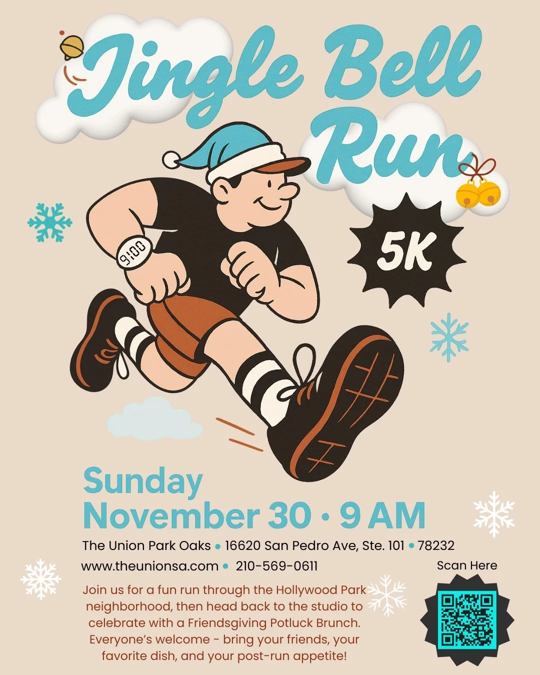 🎄 Jingle Bell Run 5K &ndash; FREE Community Event! 🎅
Sunday, November 30 &bull; 9 AM
The Union Park Oaks
16620 San Pedro Ave, Ste. 101 | San Antonio, TX

Lace up those running shoes (and maybe some jingle bells 🎶) for a fun run through the Hollywo