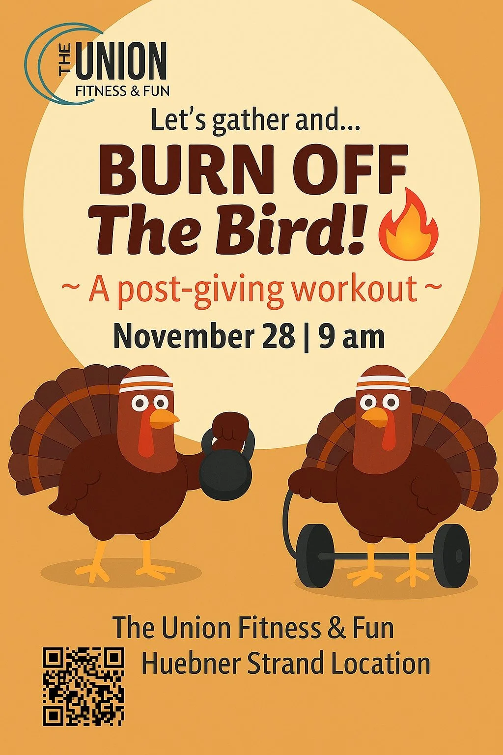 SAVE THE DATE! Time to burn off the bird! 🦃💪 Join us for a fun post-giving workout on November 28 at 9 AM! Let&rsquo;s sweat, laugh, and feel great together!